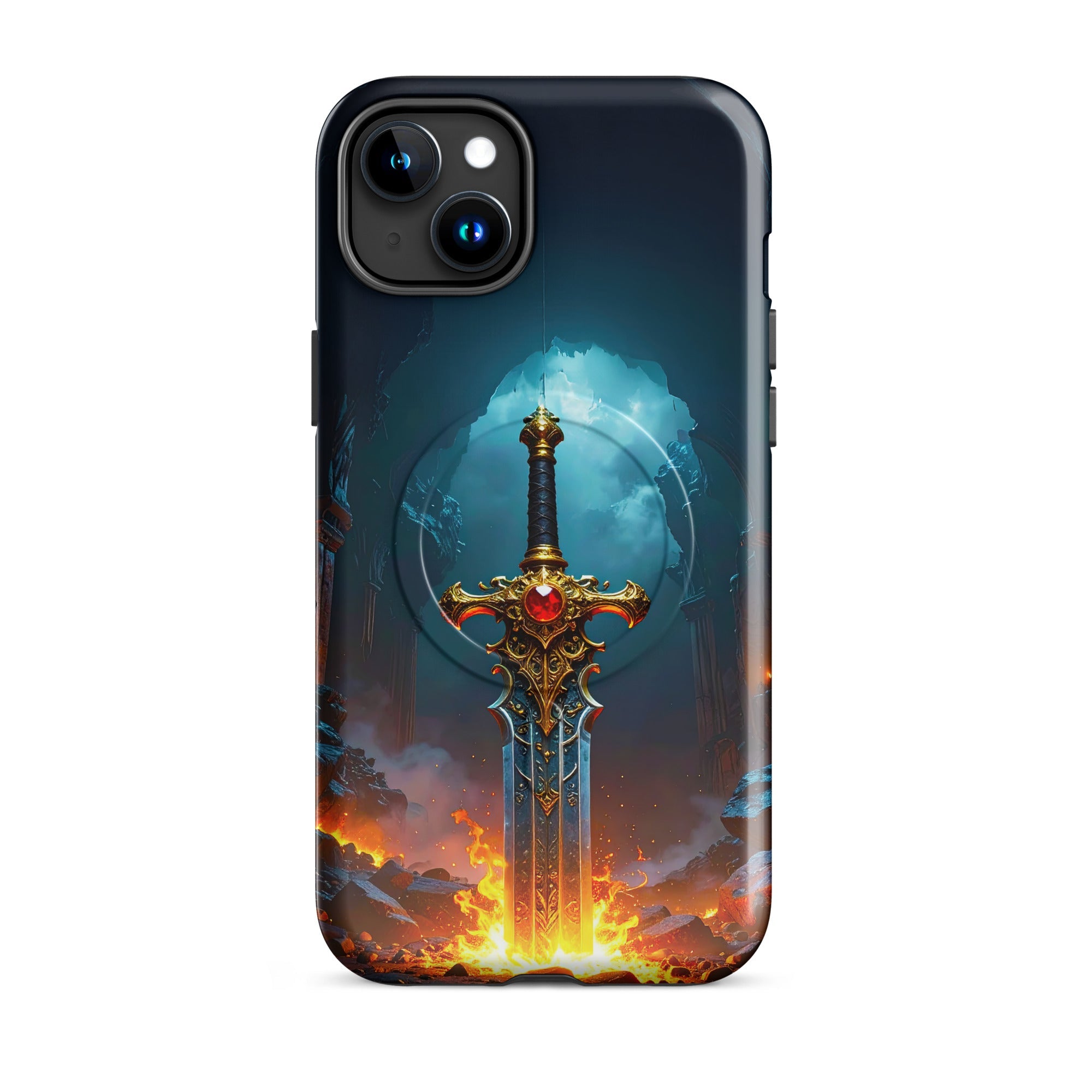 Carcasa MagSafe Resistente para iPhone - Espada Flamígera Mística - CeluMovil