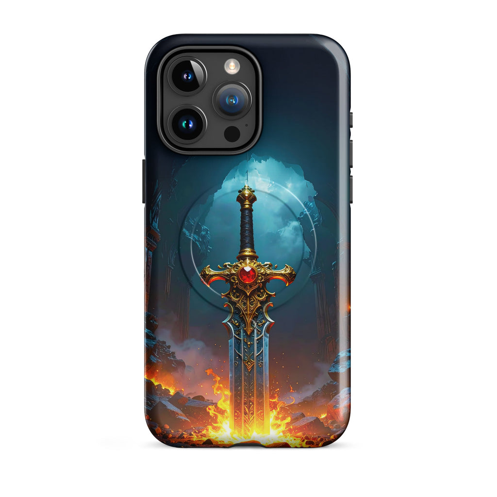 Carcasa MagSafe Resistente para iPhone - Espada Flamígera Mística - CeluMovil