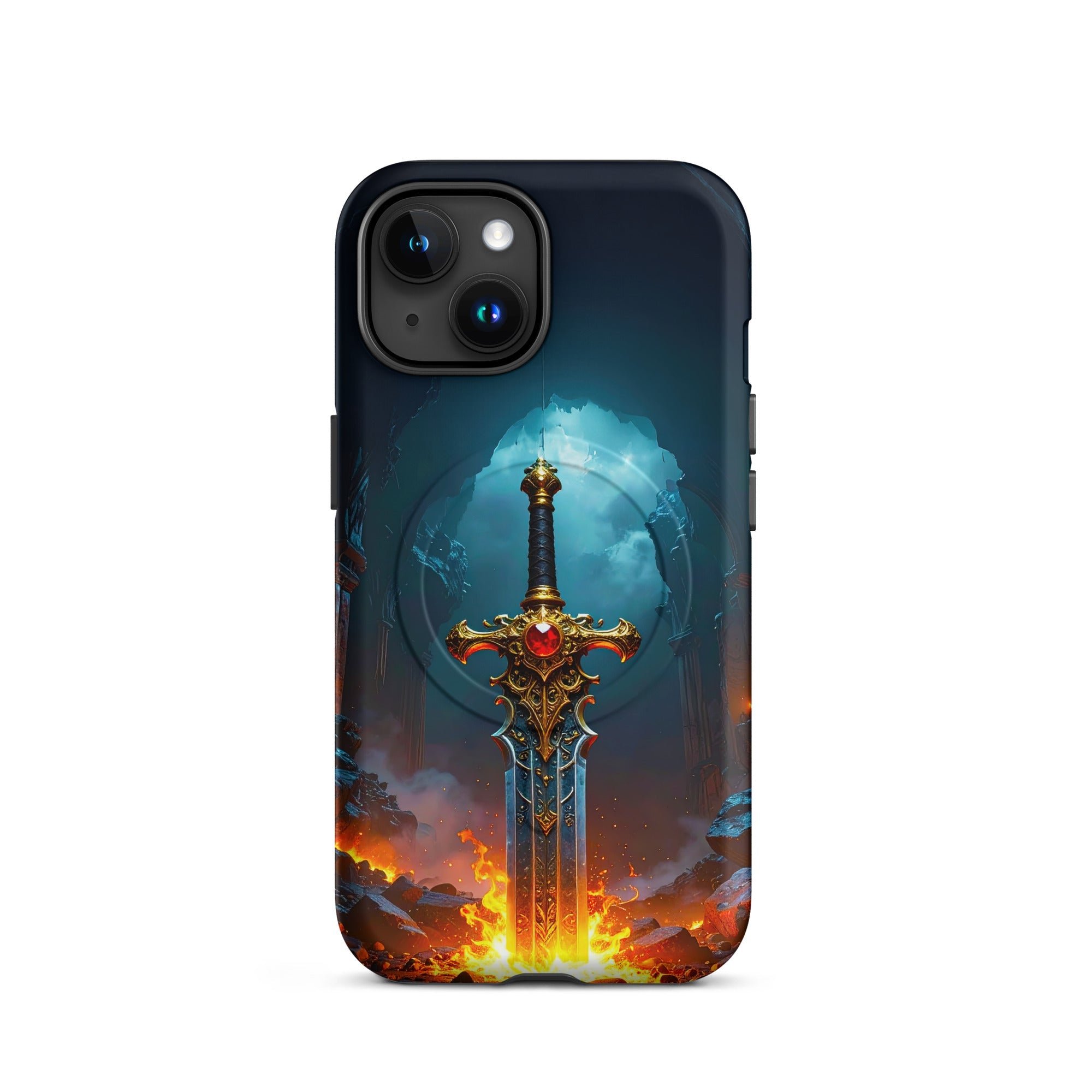 Carcasa MagSafe Resistente para iPhone - Espada Flamígera Mística - CeluMovil
