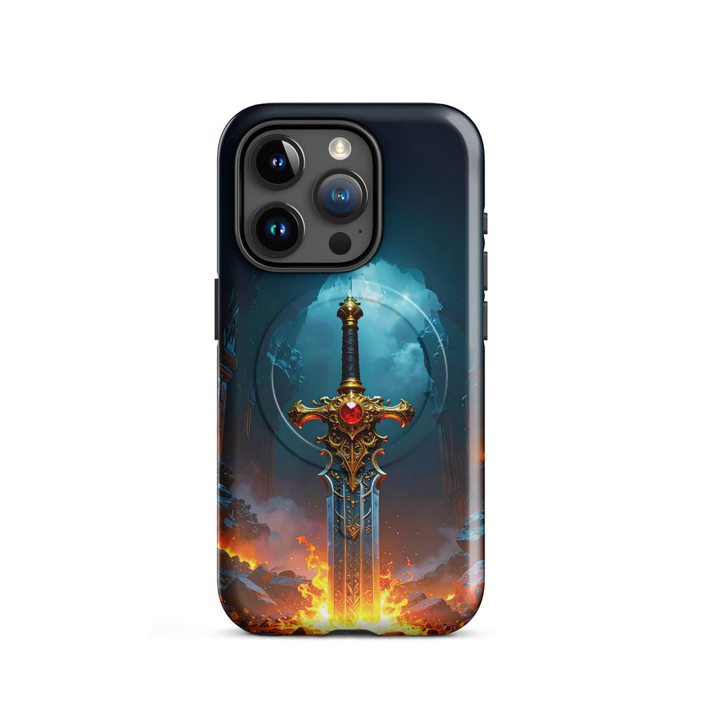 Carcasa MagSafe Resistente para iPhone - Espada Flamígera Mística - CeluMovil