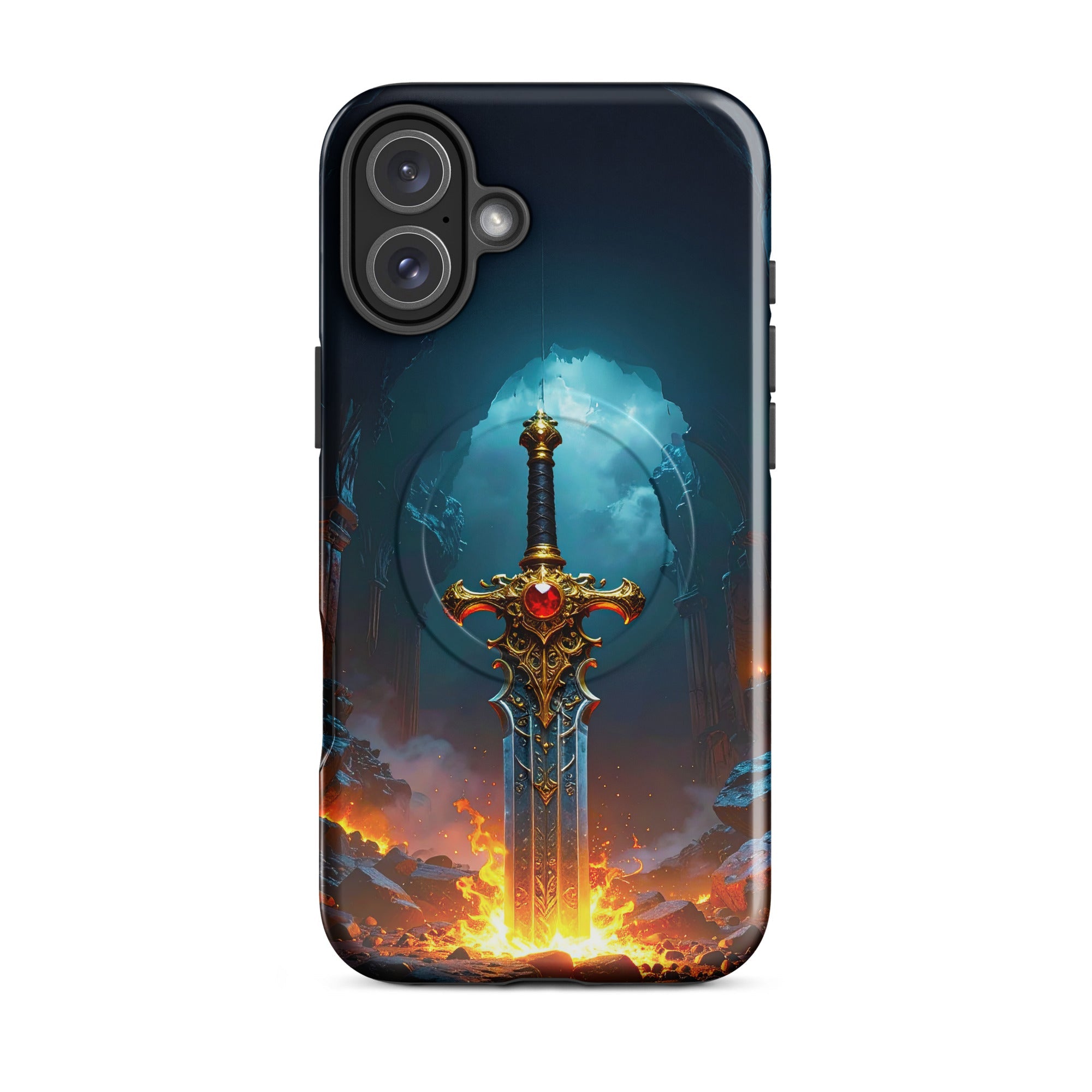 Carcasa MagSafe Resistente para iPhone - Espada Flamígera Mística - CeluMovil