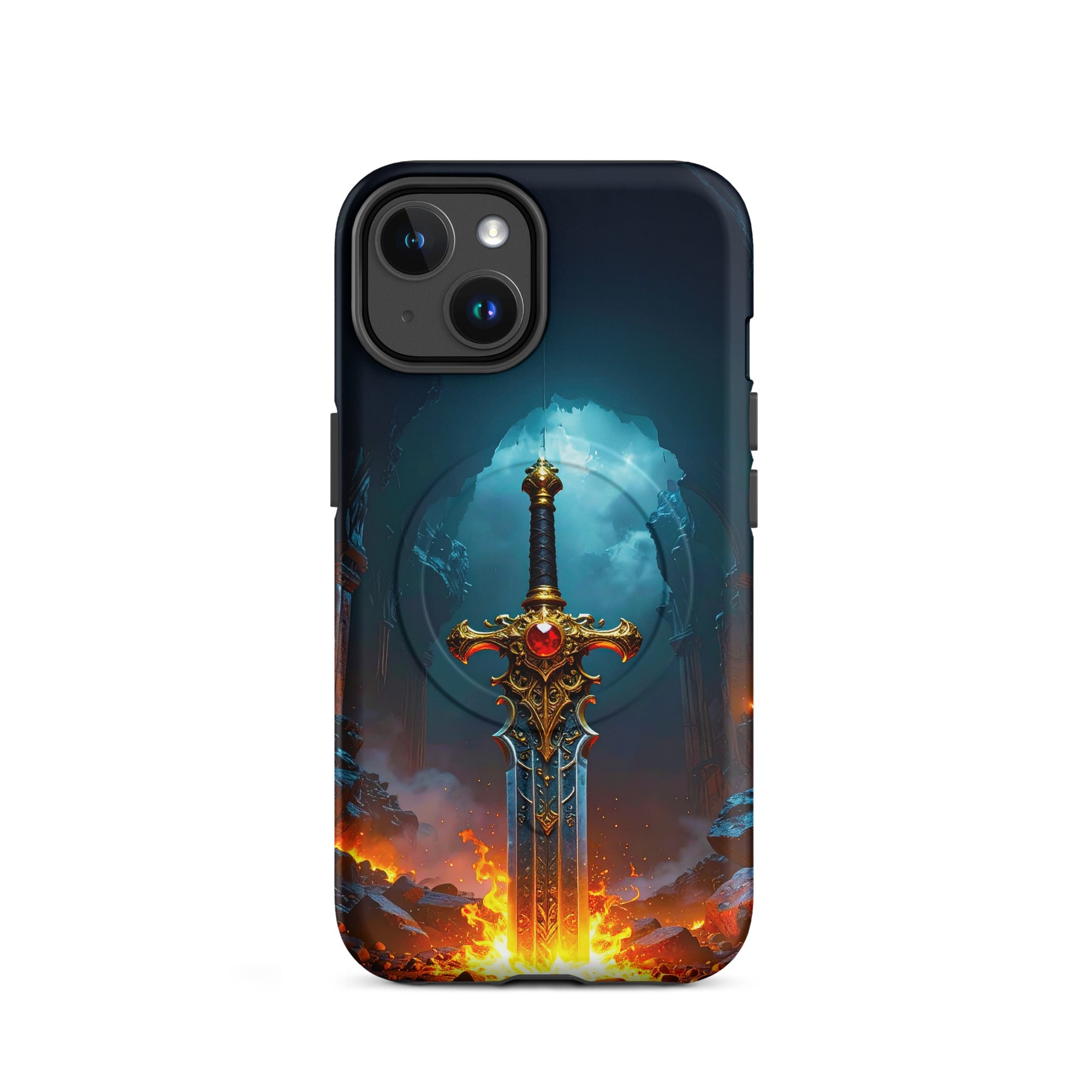 Carcasa MagSafe Resistente para iPhone - Espada Flamígera Mística - CeluMovil