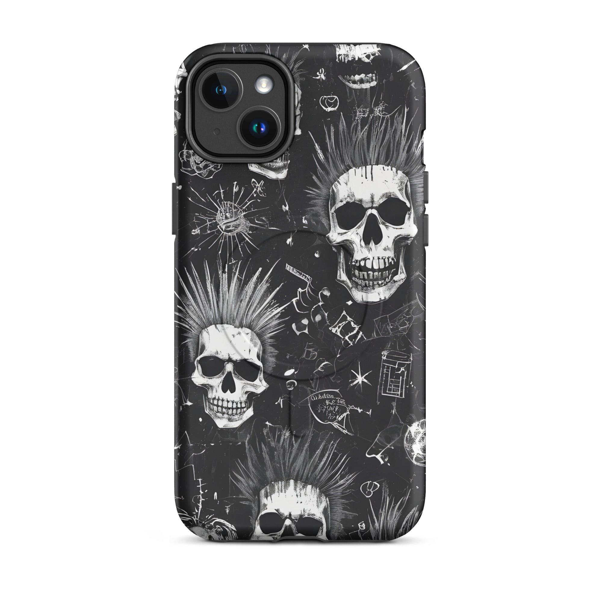 Carcasa resistente MagSafe para iPhone - calavera grunge punk - CeluMovil