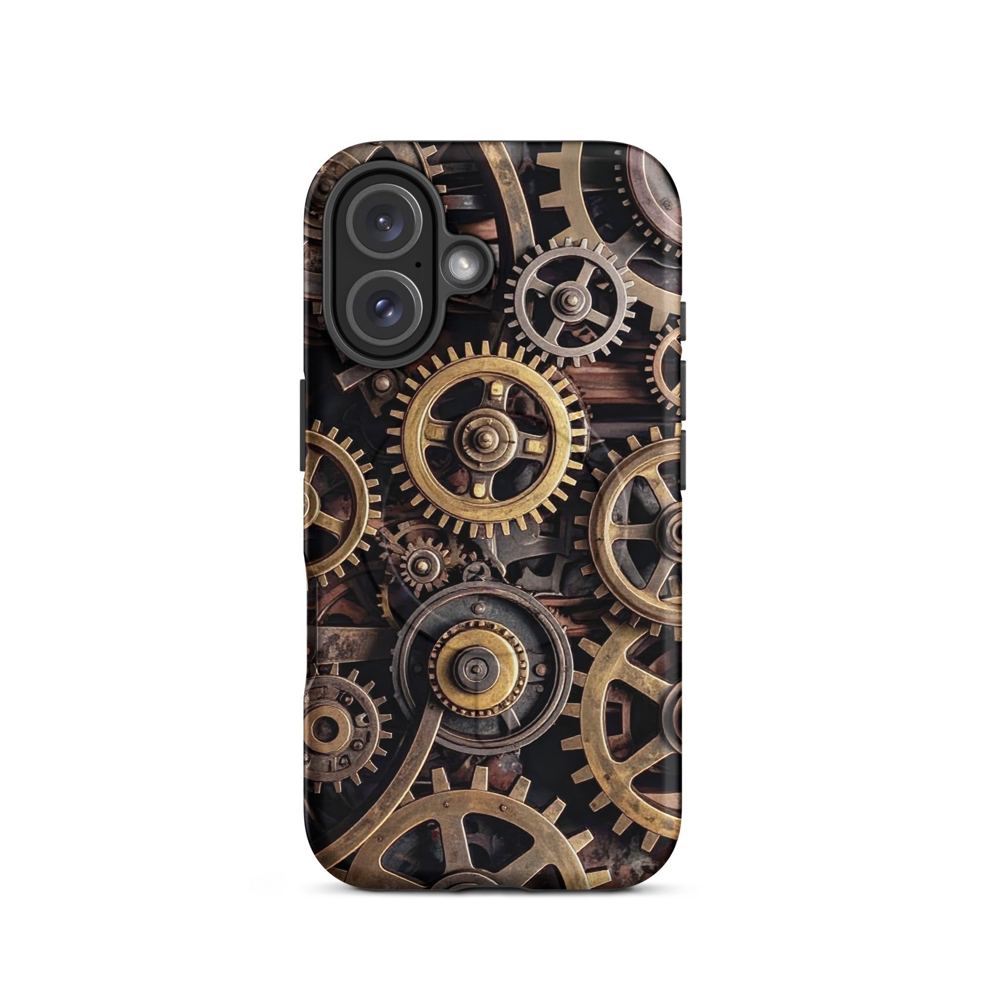 Carcasa resistente MagSafe para iPhone – Engranajes steampunk de latón - CeluMovil