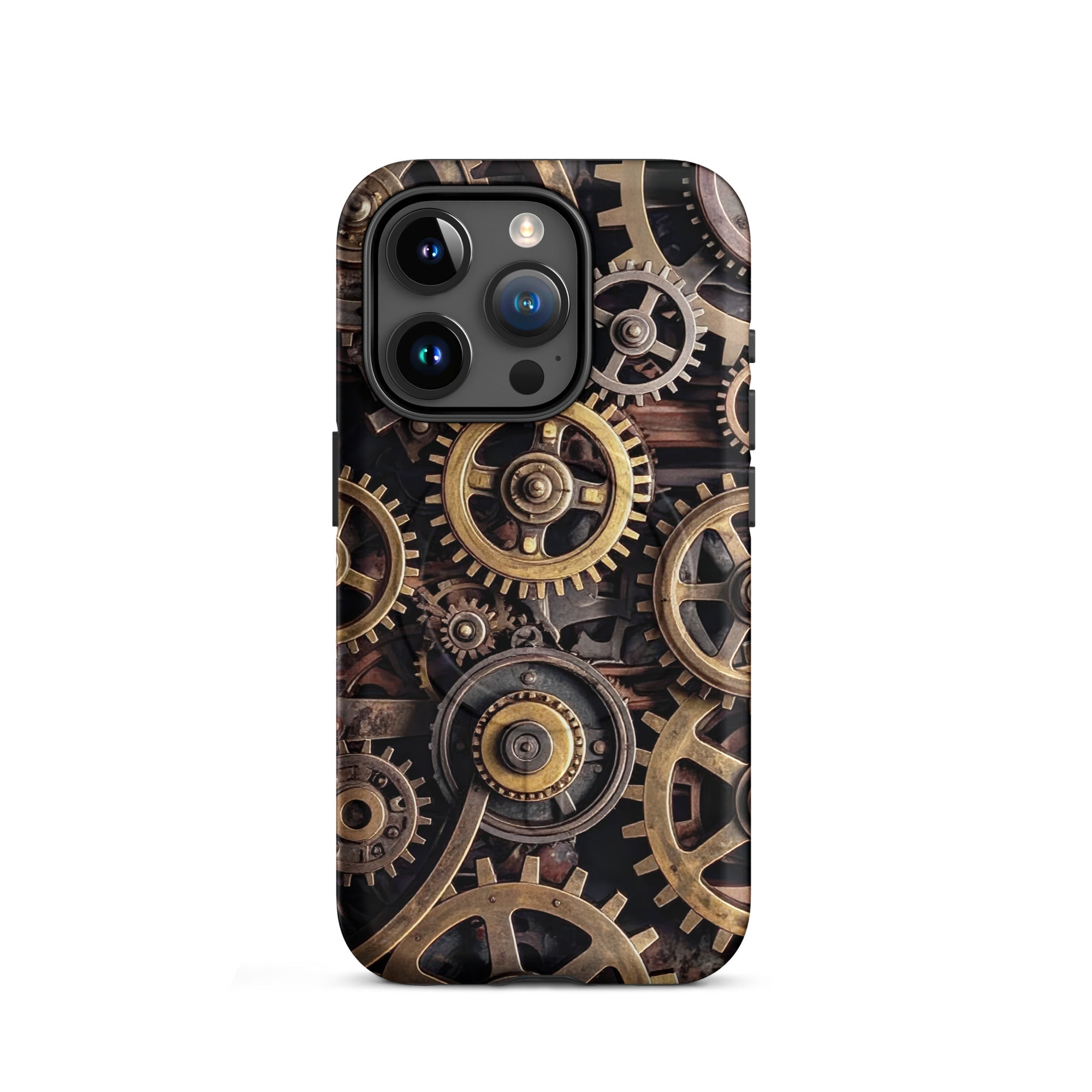 Carcasa resistente MagSafe para iPhone – Engranajes steampunk de latón - CeluMovil