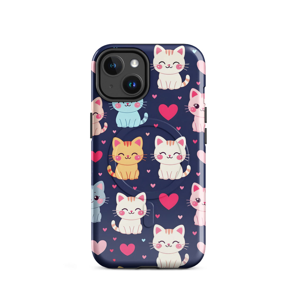 Carcasa resistente MagSafe para iPhone - gatitos kawaii pastel, adorable gato de dibujos animados - CeluMovil