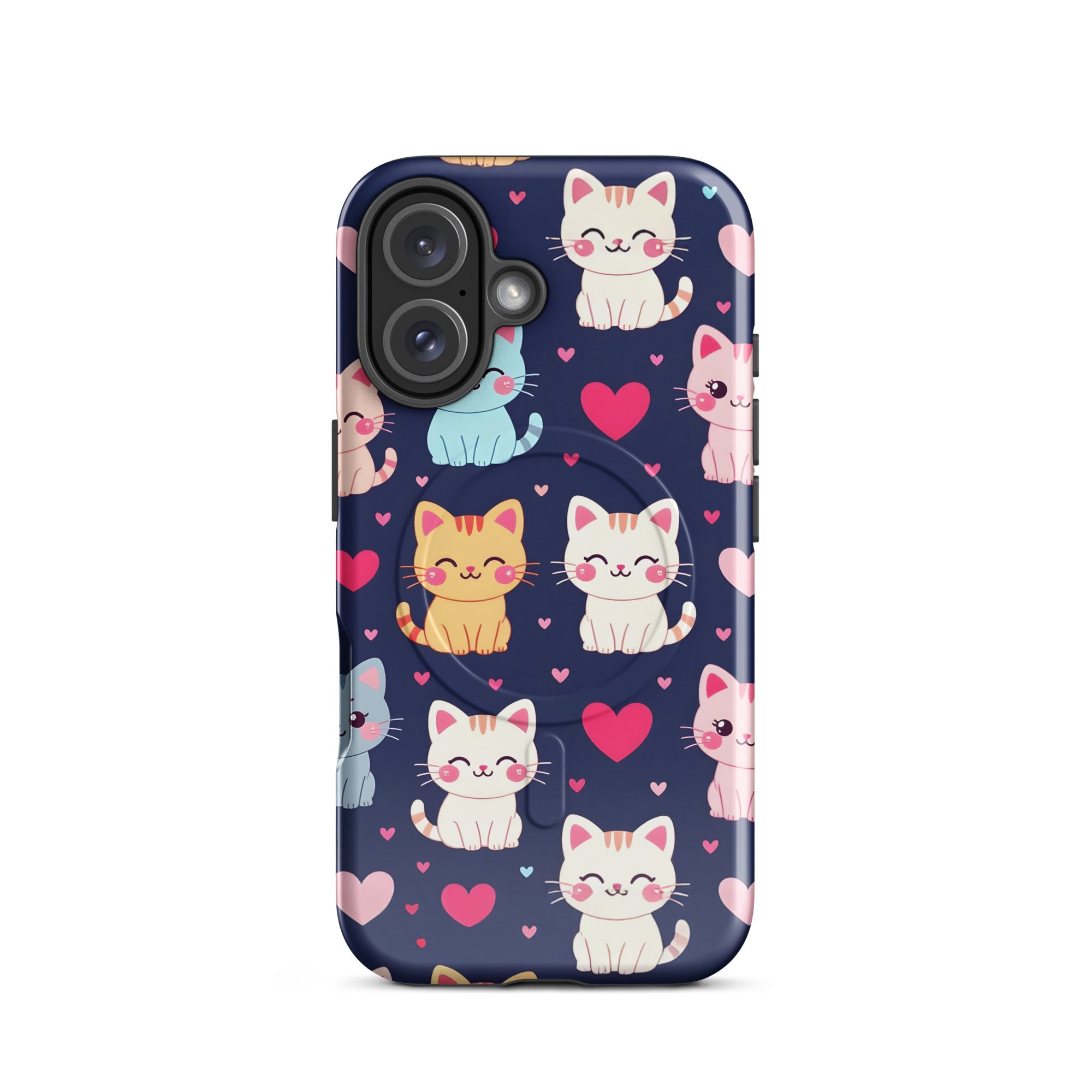 Carcasa resistente MagSafe para iPhone - gatitos kawaii pastel, adorable gato de dibujos animados - CeluMovil