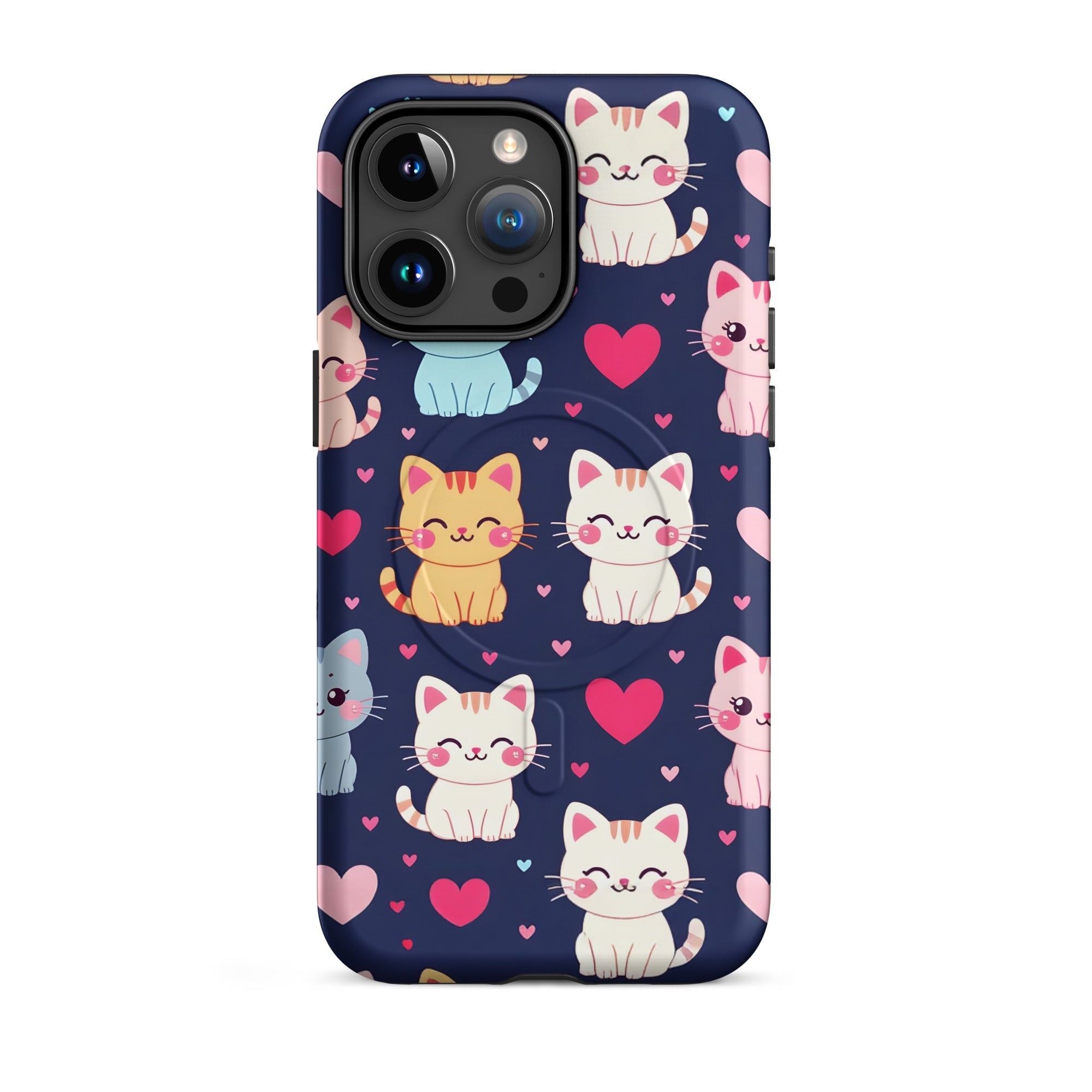 Carcasa resistente MagSafe para iPhone - gatitos kawaii pastel, adorable gato de dibujos animados - CeluMovil
