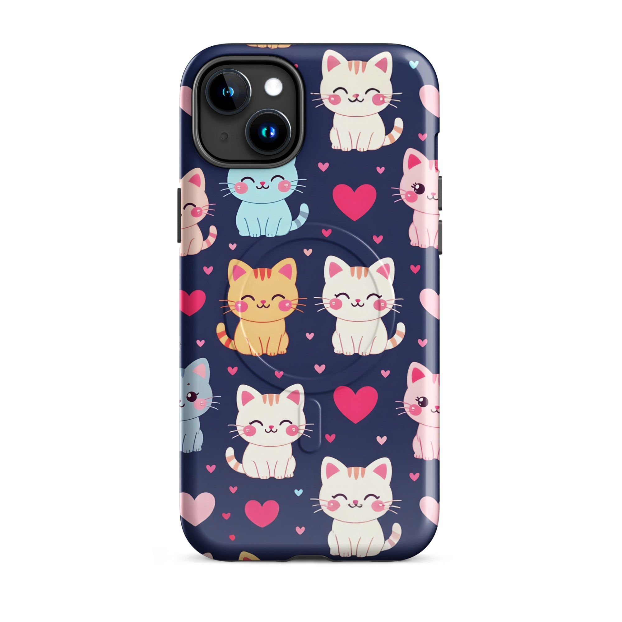 Carcasa resistente MagSafe para iPhone - gatitos kawaii pastel, adorable gato de dibujos animados - CeluMovil