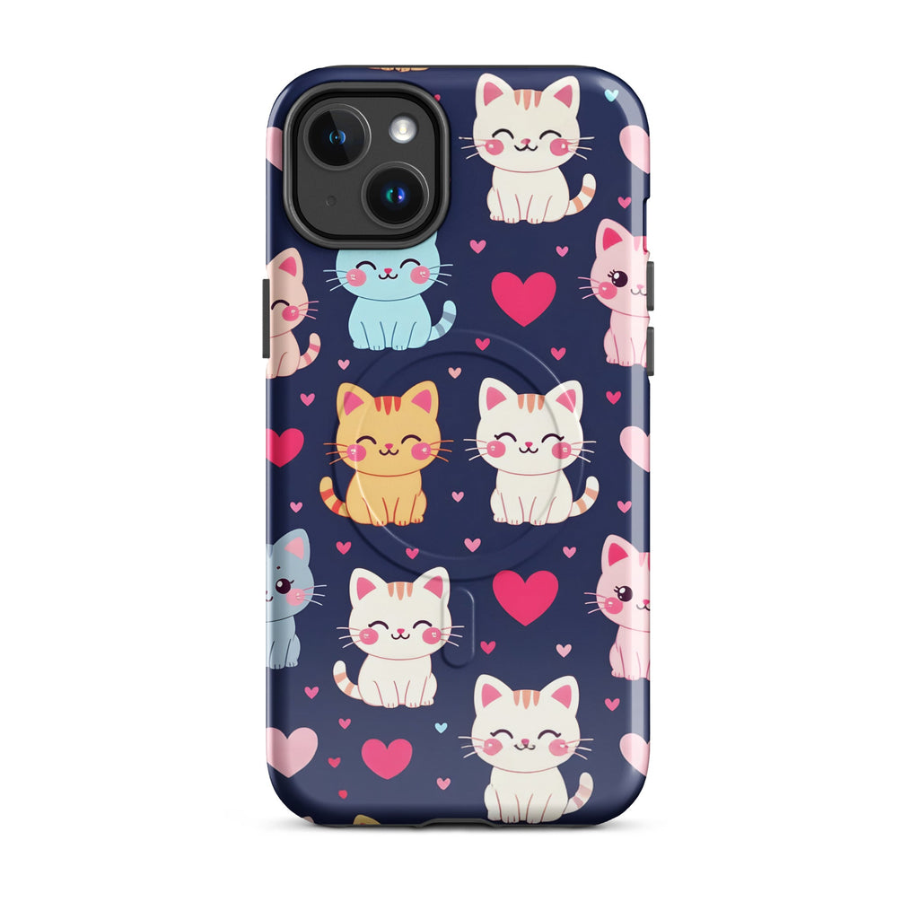 Carcasa resistente MagSafe para iPhone - gatitos kawaii pastel, adorable gato de dibujos animados - CeluMovil