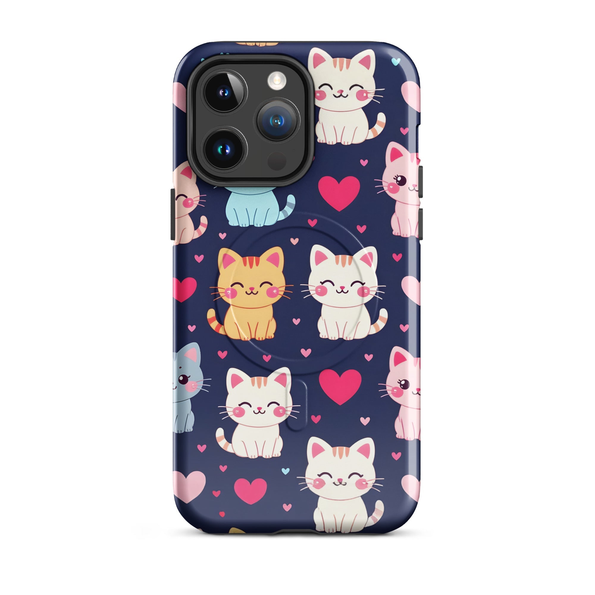 Carcasa resistente MagSafe para iPhone - gatitos kawaii pastel, adorable gato de dibujos animados - CeluMovil
