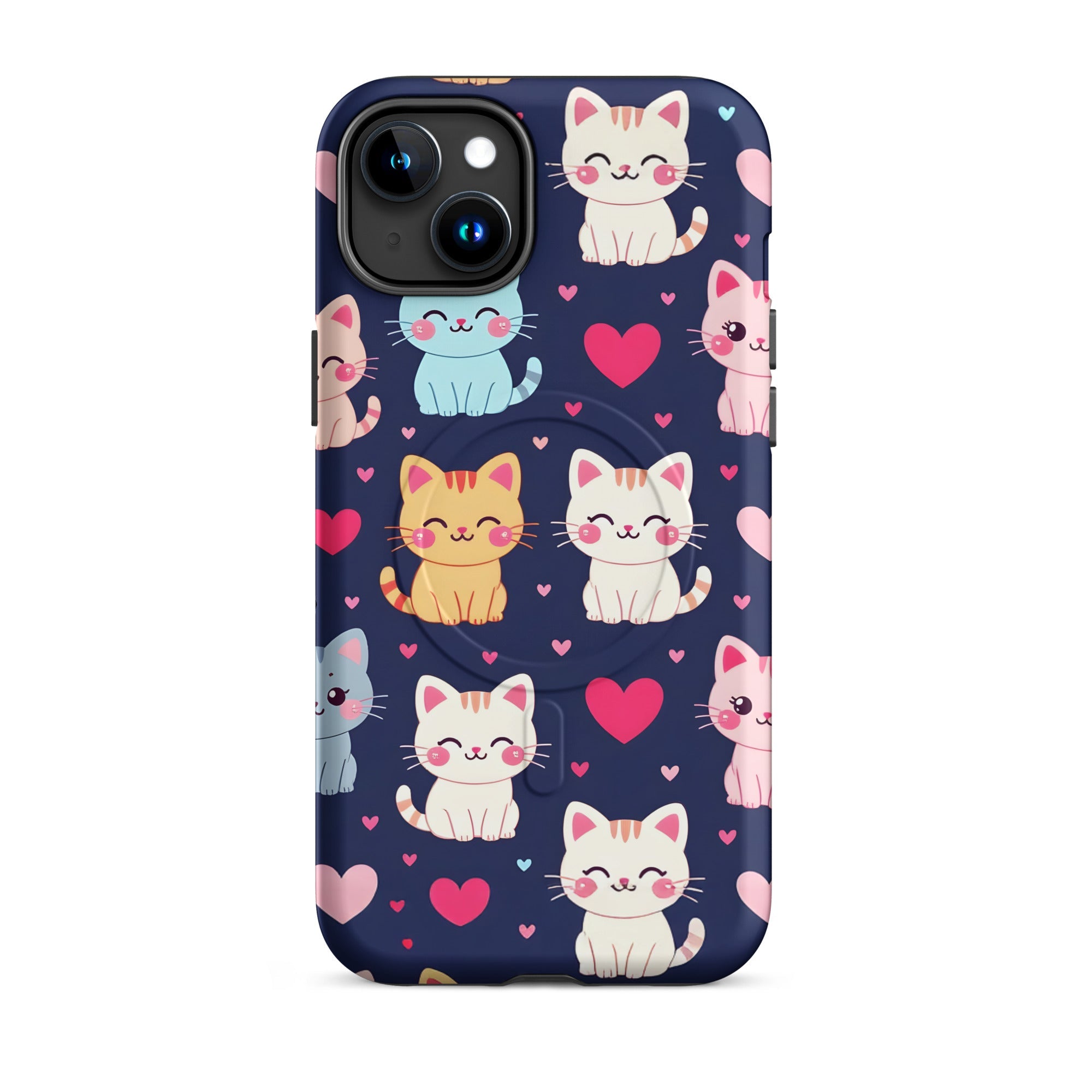 Carcasa resistente MagSafe para iPhone - gatitos kawaii pastel, adorable gato de dibujos animados - CeluMovil