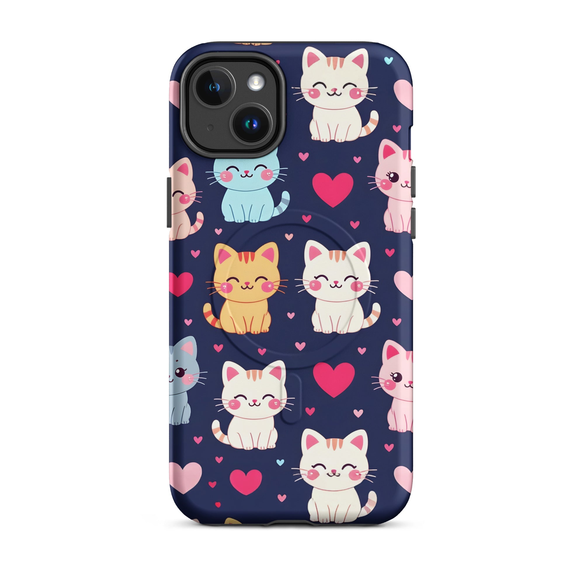 Carcasa resistente MagSafe para iPhone - gatitos kawaii pastel, adorable gato de dibujos animados - CeluMovil