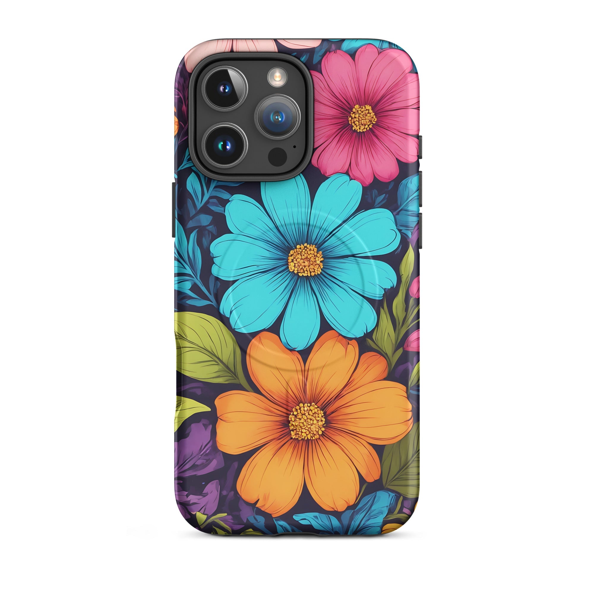 Carcasa resistente MagSafe para iPhone - Vibrante diseño botánico - CeluMovil