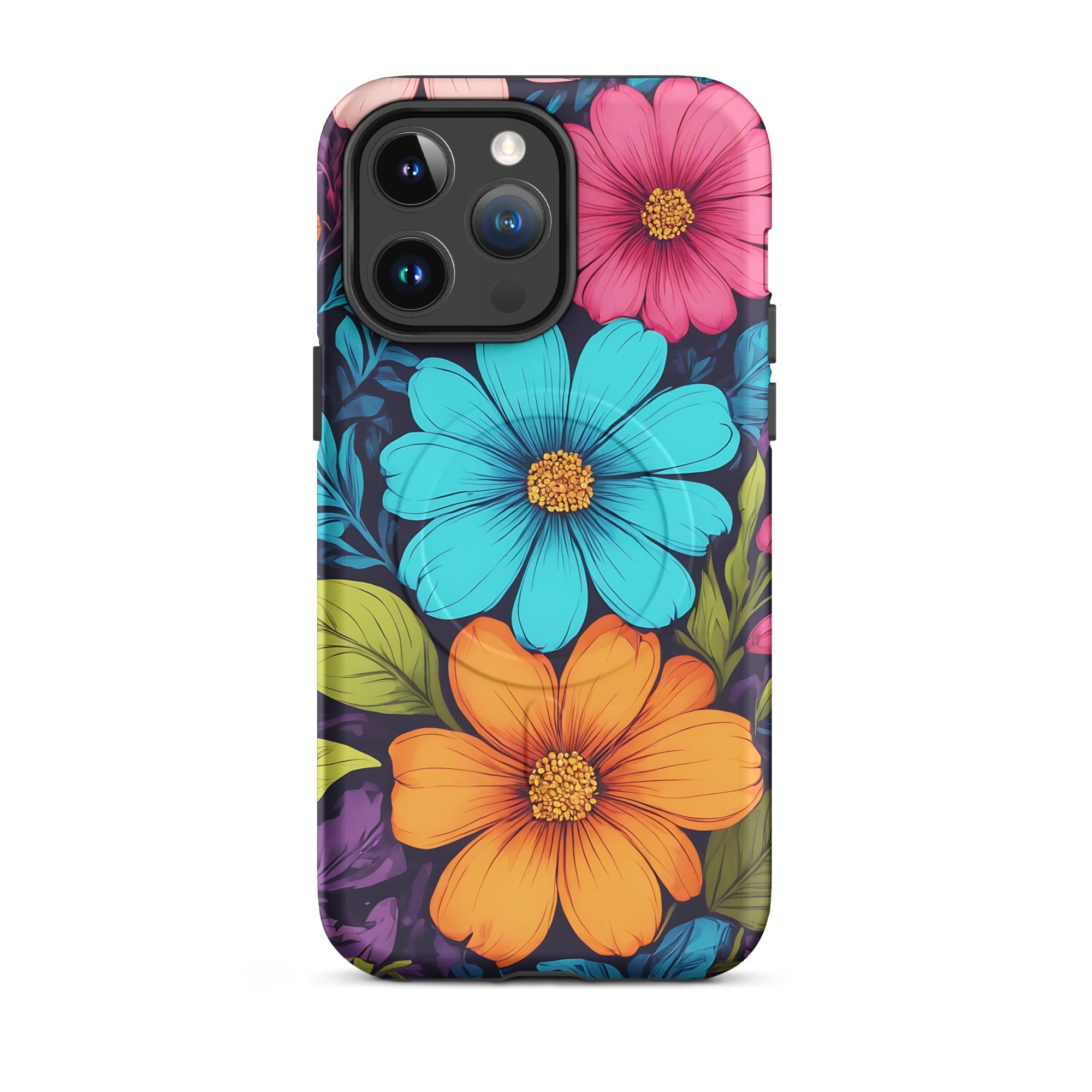 Carcasa resistente MagSafe para iPhone - Vibrante diseño botánico - CeluMovil