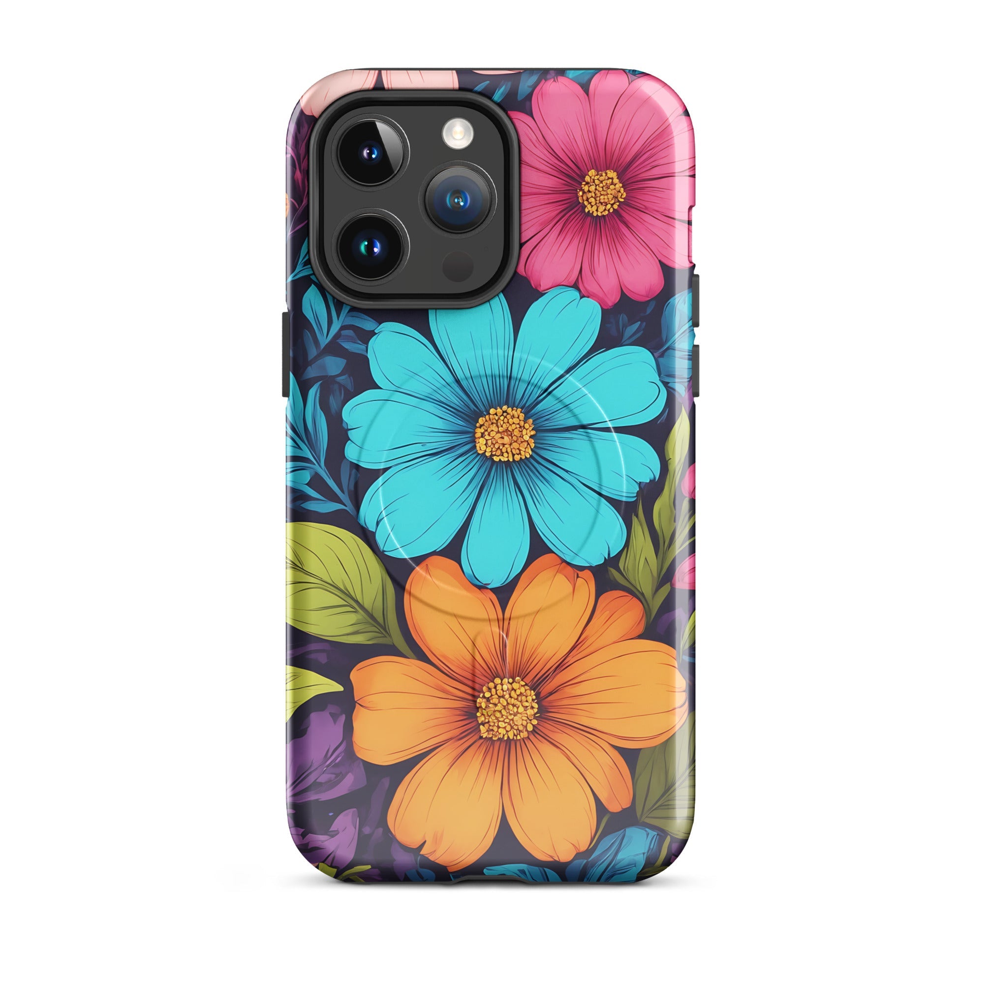 Carcasa resistente MagSafe para iPhone - Vibrante diseño botánico - CeluMovil