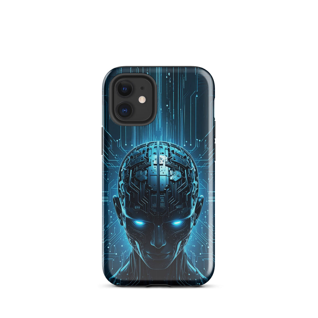 Carcasa resistente para iPhone – Centinela cuántico con diseño azul cibernético - CeluMovil