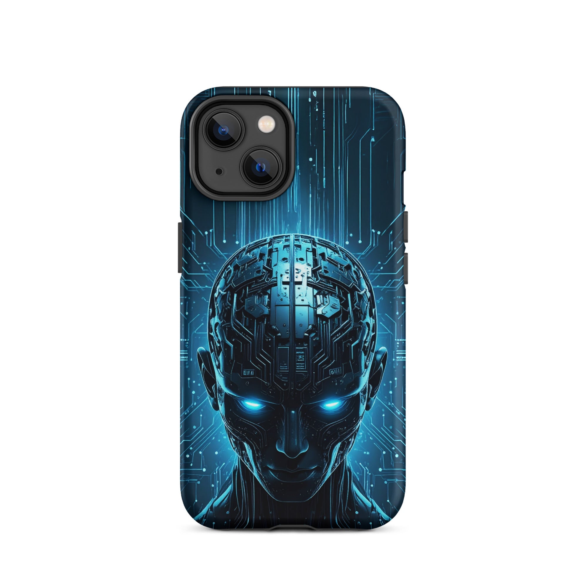 Carcasa resistente para iPhone – Centinela cuántico con diseño azul cibernético - CeluMovil