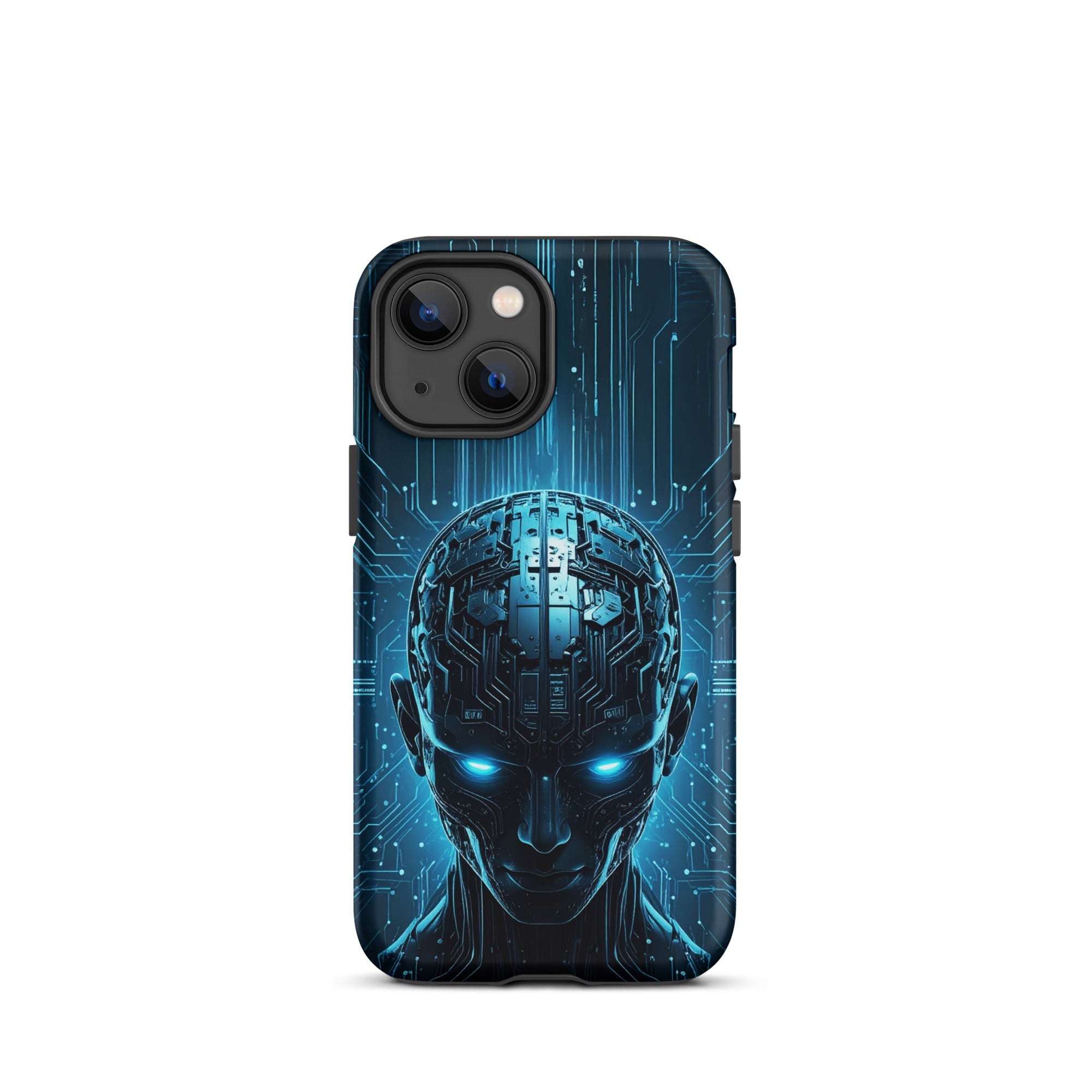 Carcasa resistente para iPhone – Centinela cuántico con diseño azul cibernético - CeluMovil
