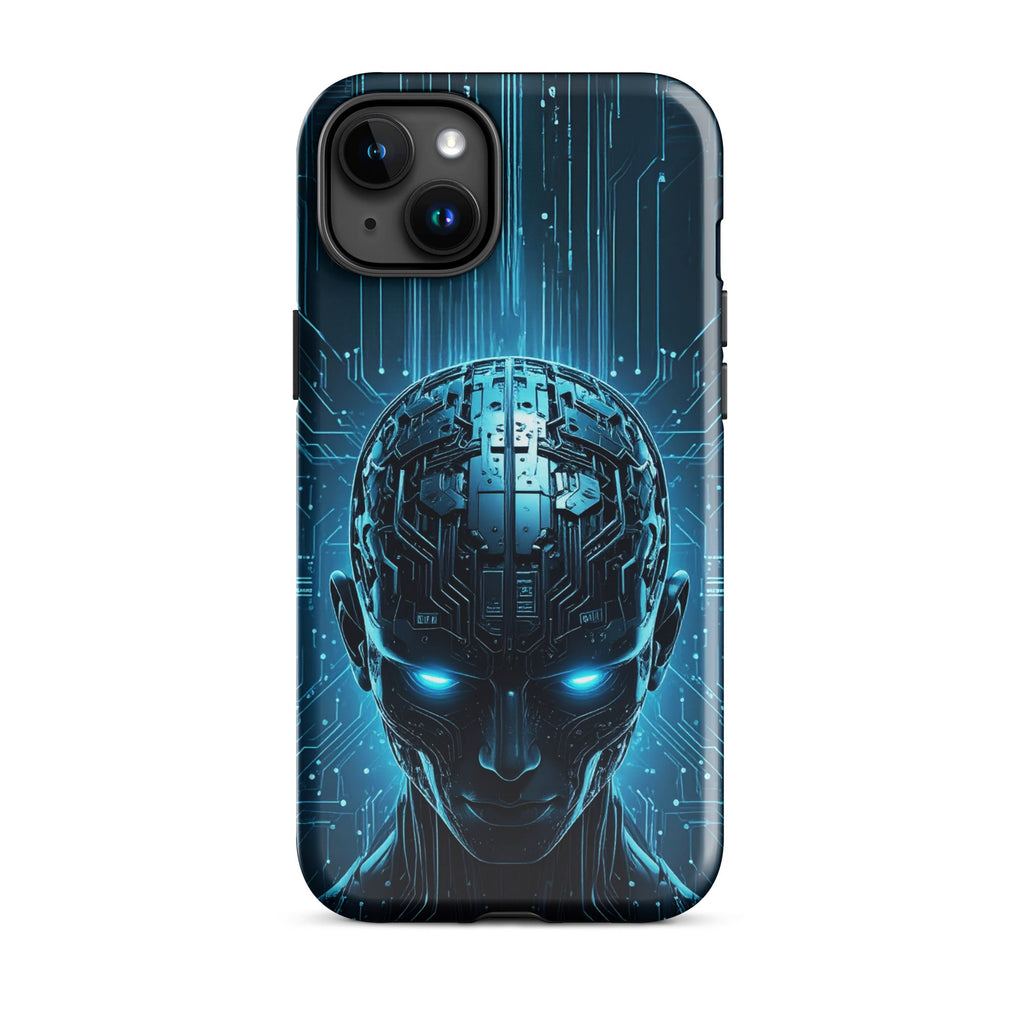 Carcasa resistente para iPhone – Centinela cuántico con diseño azul cibernético - CeluMovil