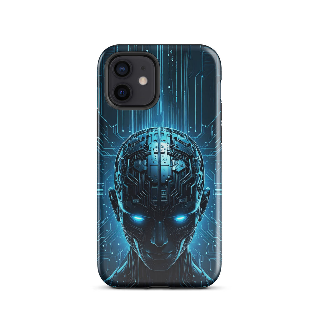 Carcasa resistente para iPhone – Centinela cuántico con diseño azul cibernético - CeluMovil