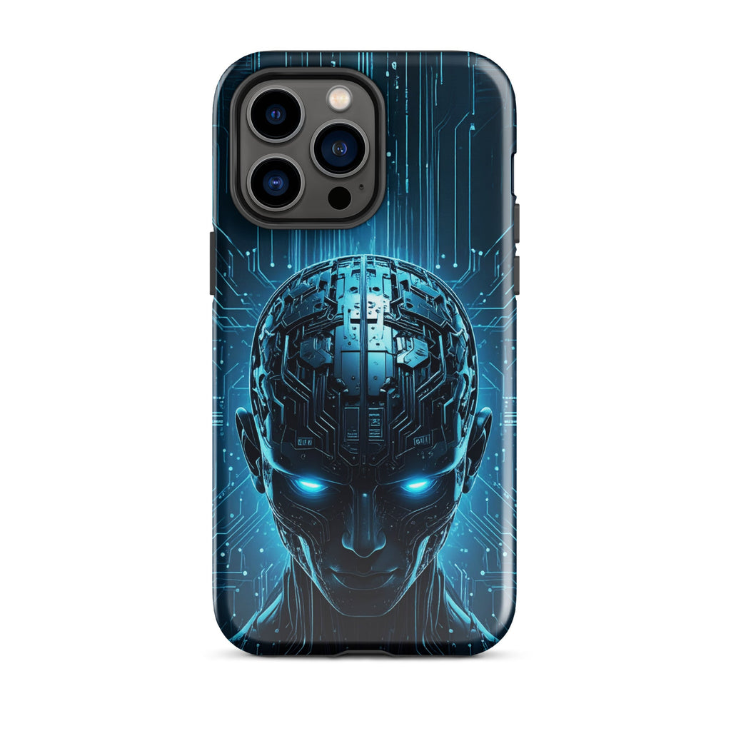 Carcasa resistente para iPhone – Centinela cuántico con diseño azul cibernético - CeluMovil