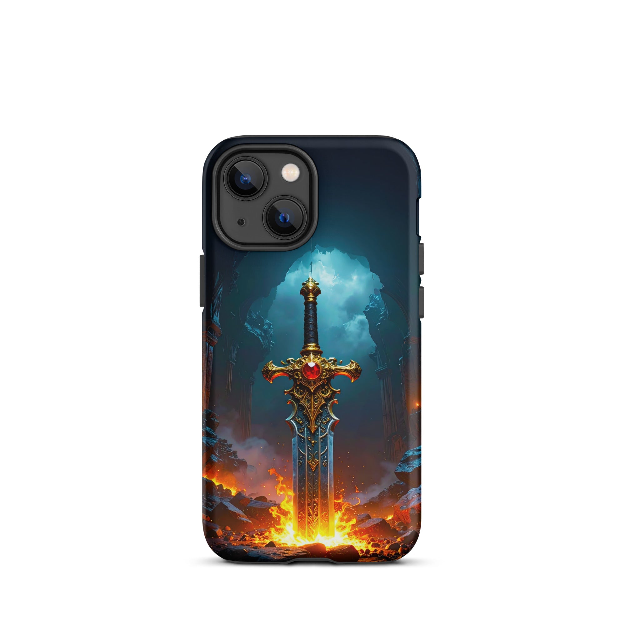 Carcasa Resistente para iPhone - Espada Flamígera Mística - CeluMovil