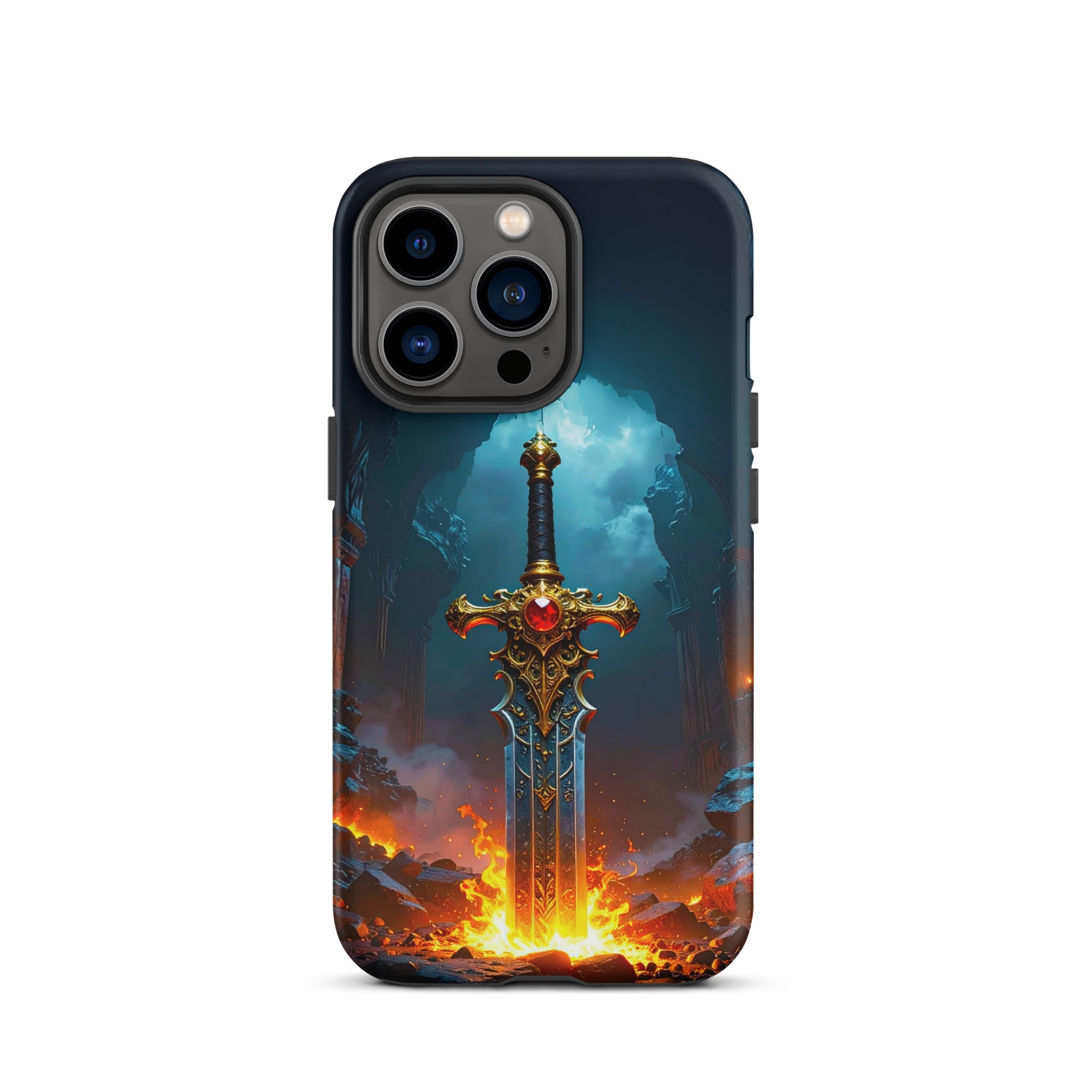 Carcasa Resistente para iPhone - Espada Flamígera Mística - CeluMovil