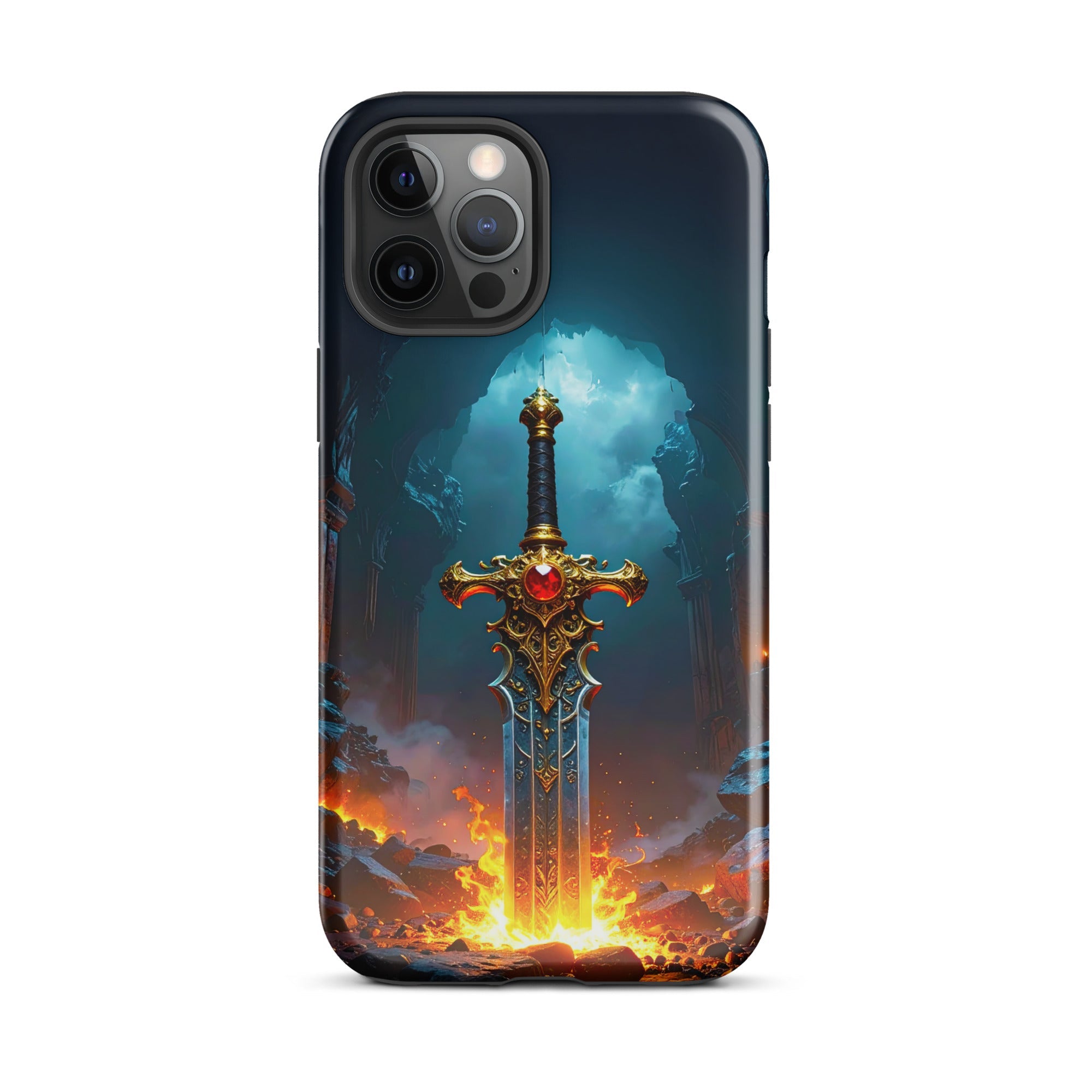 Carcasa Resistente para iPhone - Espada Flamígera Mística - CeluMovil