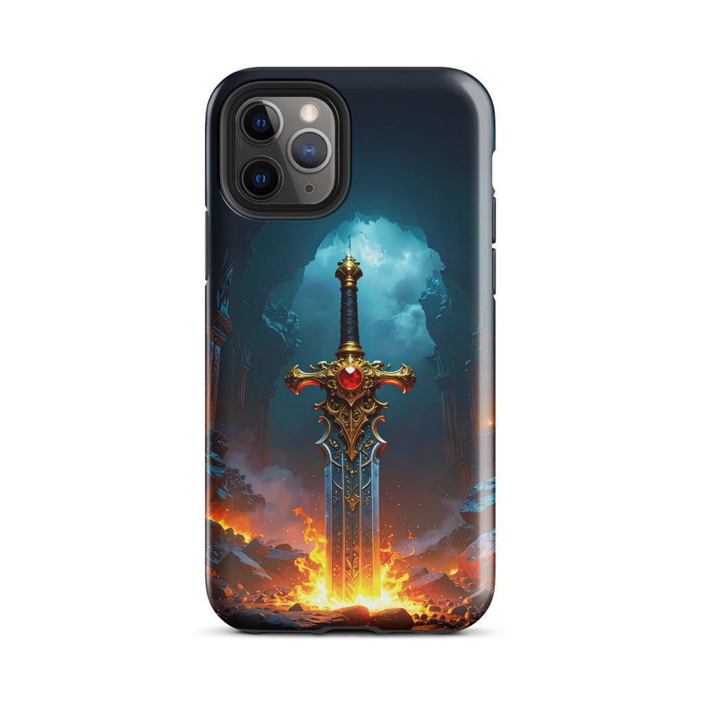 Carcasa Resistente para iPhone - Espada Flamígera Mística - CeluMovil