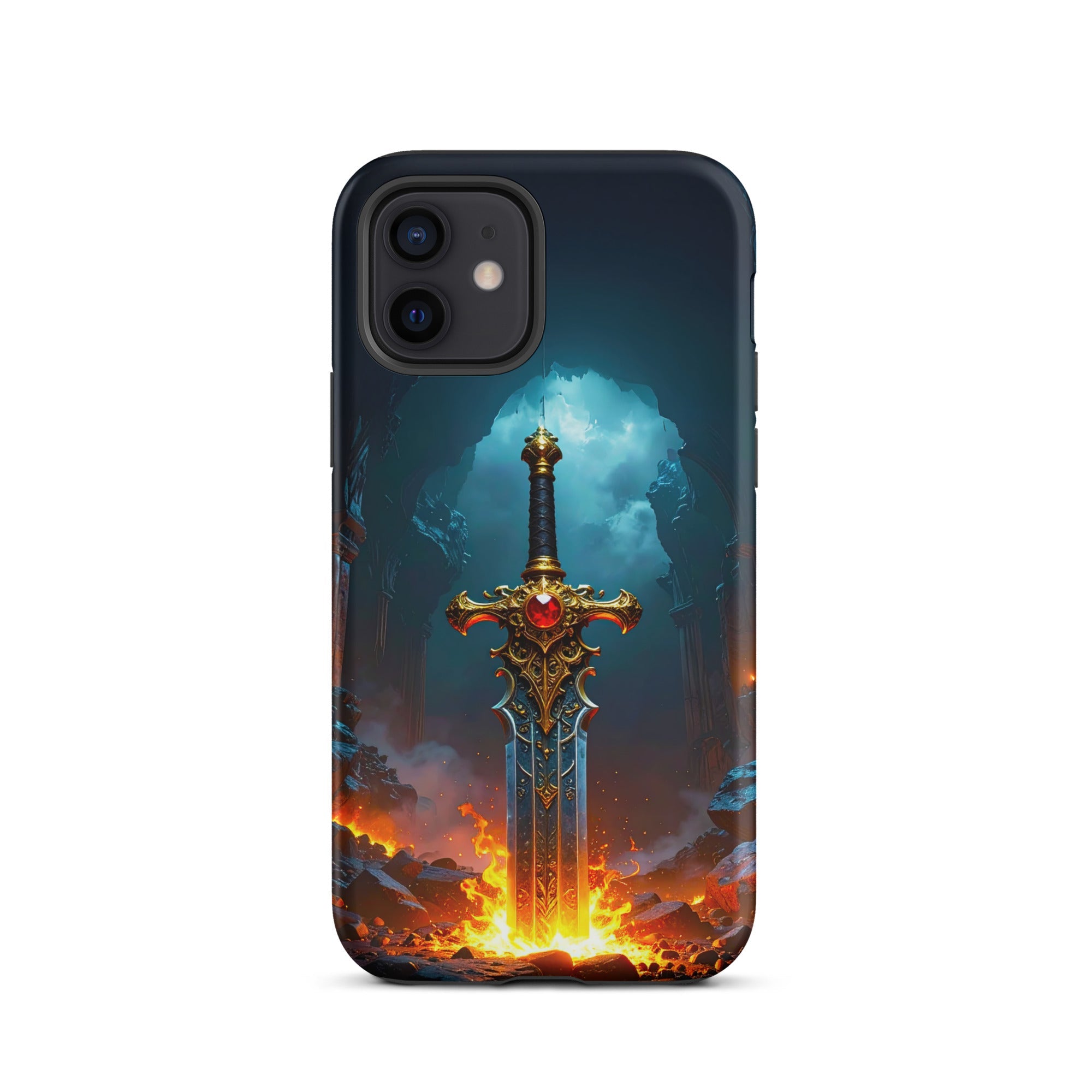 Carcasa Resistente para iPhone - Espada Flamígera Mística - CeluMovil