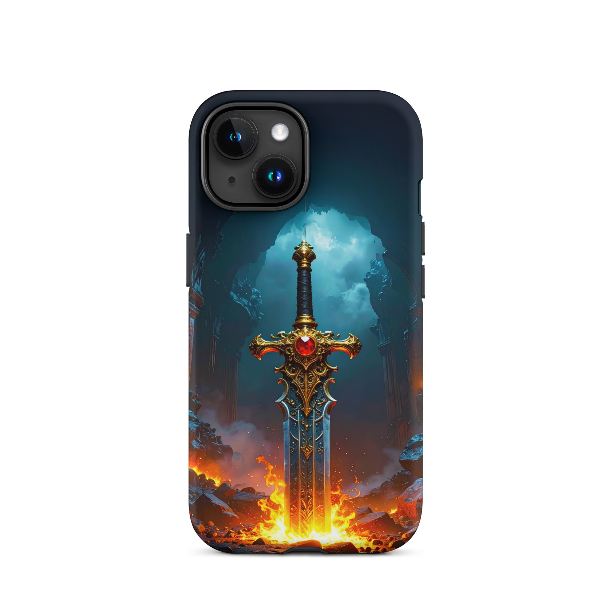 Carcasa Resistente para iPhone - Espada Flamígera Mística - CeluMovil