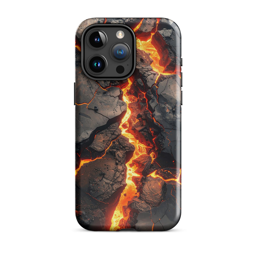 Carcasa resistente para iPhone – Falla fundida con diseño de roca volcánica - CeluMovil