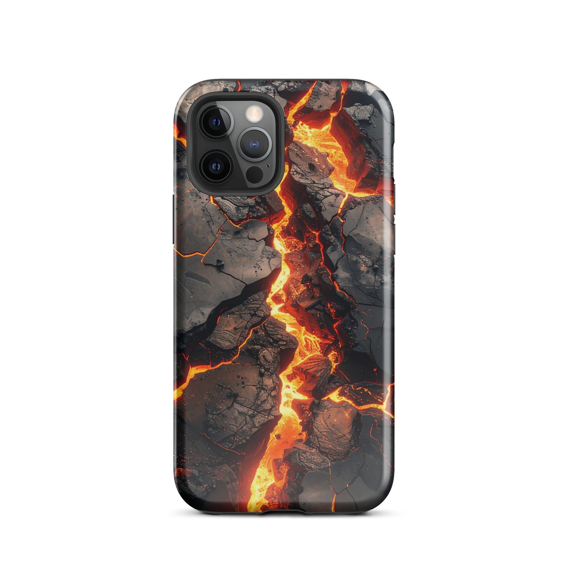 Carcasa resistente para iPhone – Falla fundida con diseño de roca volcánica - CeluMovil