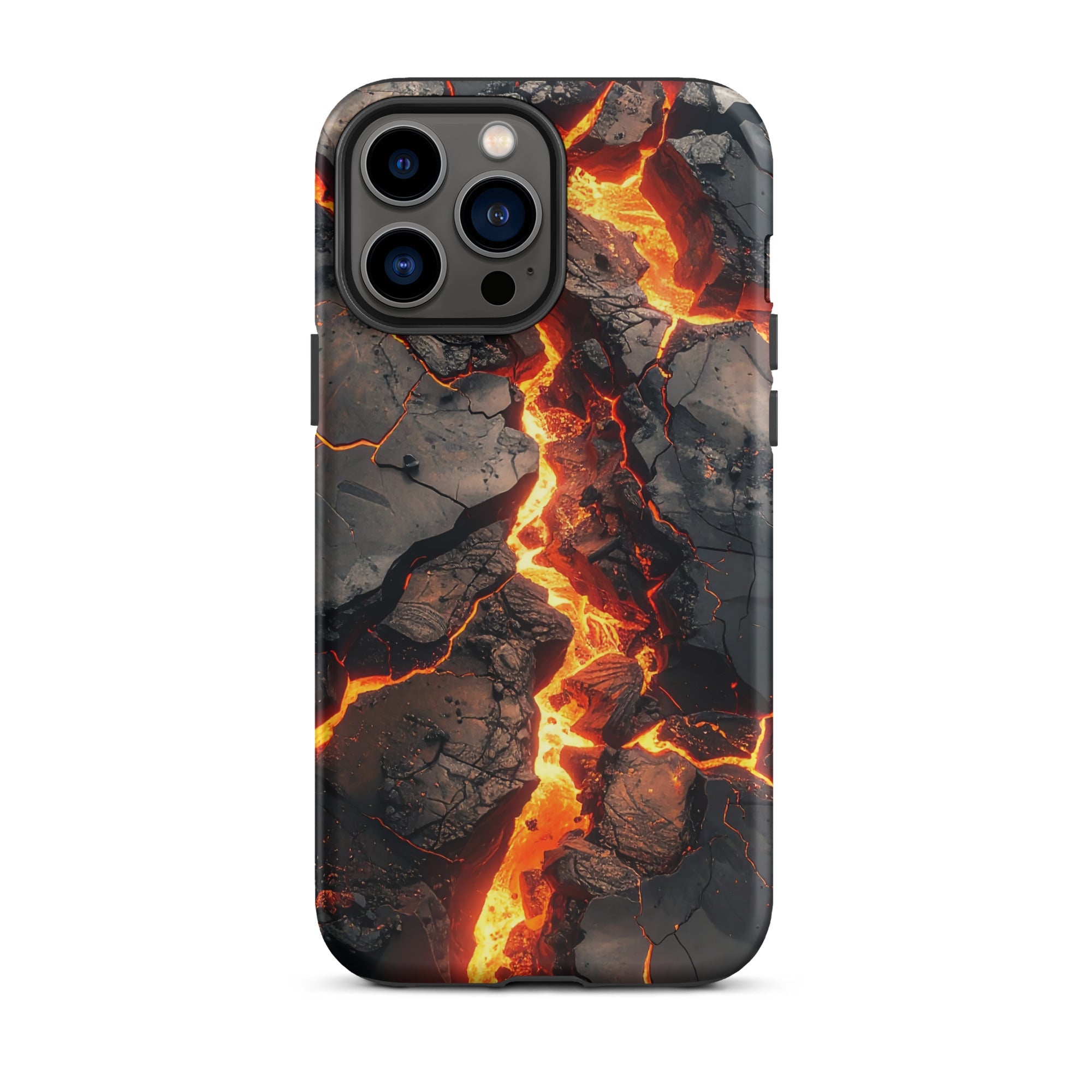 Carcasa resistente para iPhone – Falla fundida con diseño de roca volcánica - CeluMovil