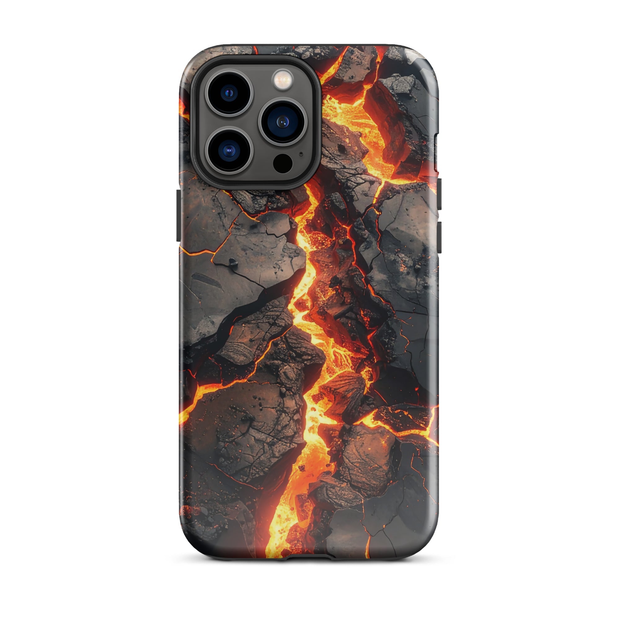 Carcasa resistente para iPhone – Falla fundida con diseño de roca volcánica - CeluMovil