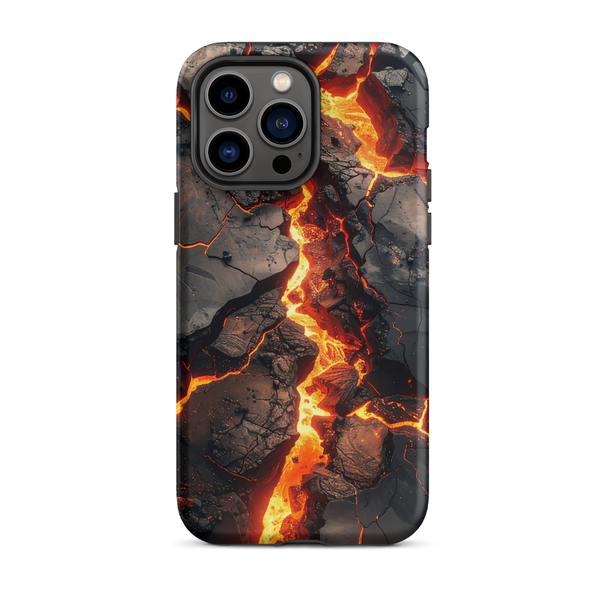Carcasa resistente para iPhone – Falla fundida con diseño de roca volcánica - CeluMovil