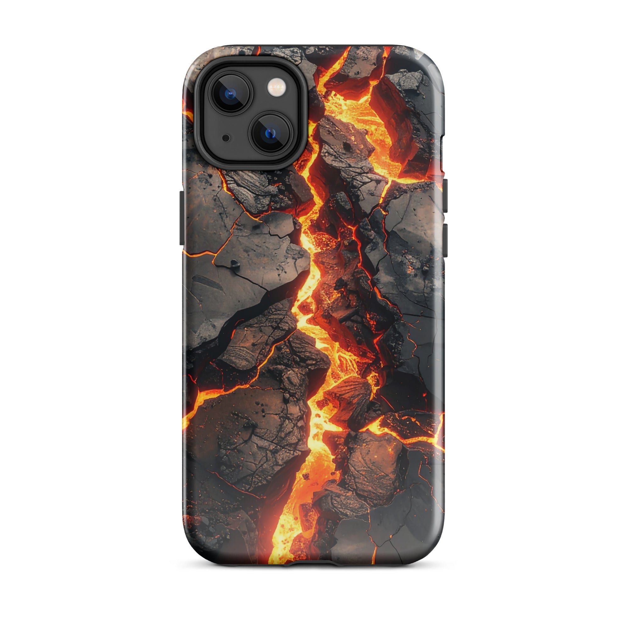 Carcasa resistente para iPhone – Falla fundida con diseño de roca volcánica - CeluMovil