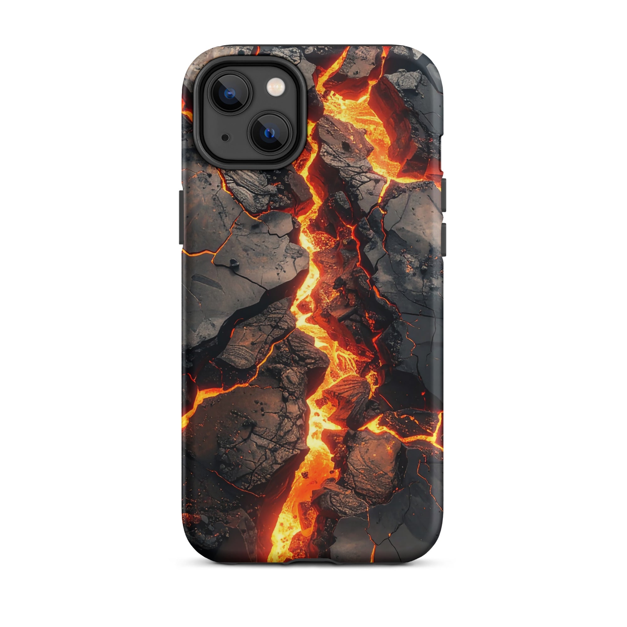 Carcasa resistente para iPhone – Falla fundida con diseño de roca volcánica - CeluMovil