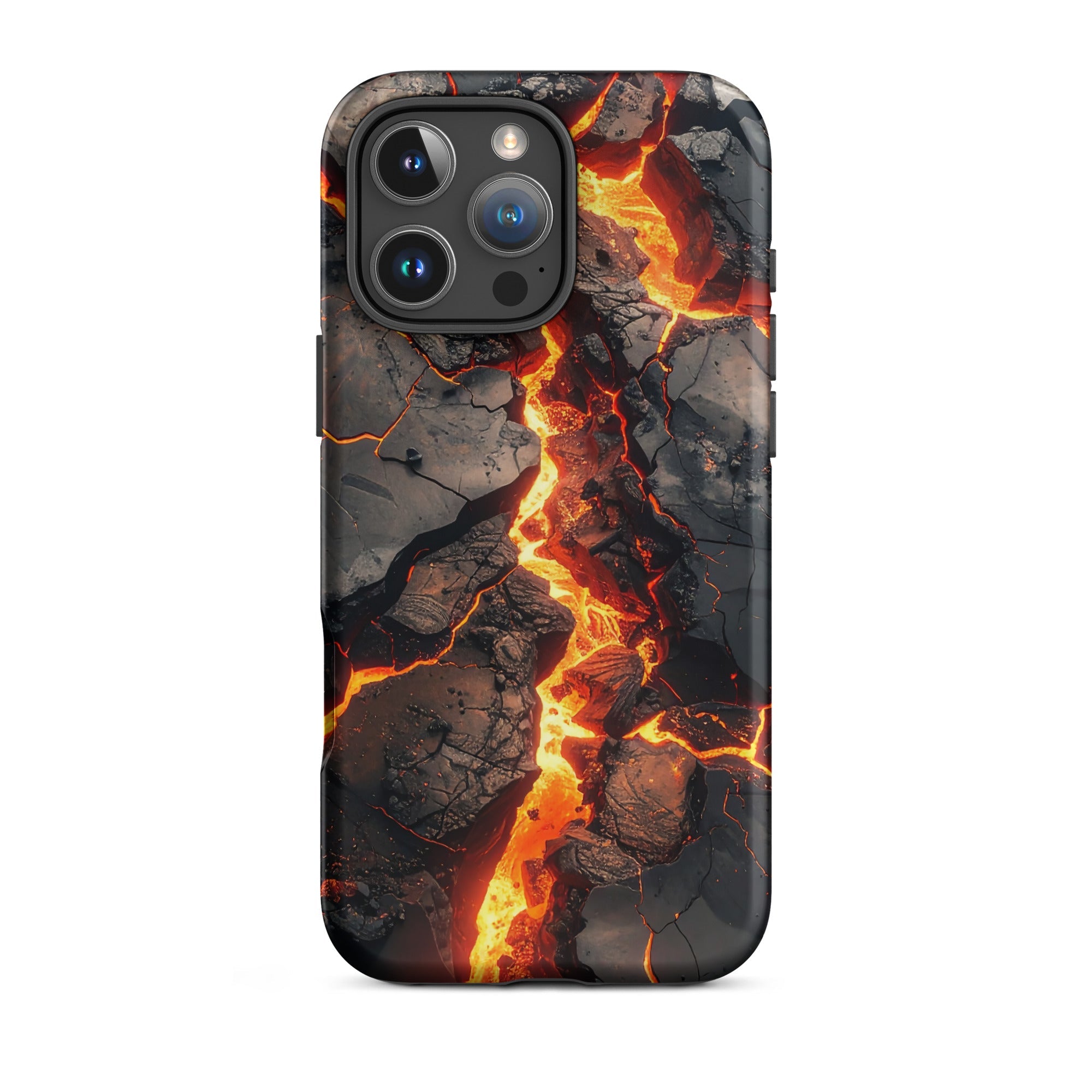 Carcasa resistente para iPhone – Falla fundida con diseño de roca volcánica - CeluMovil