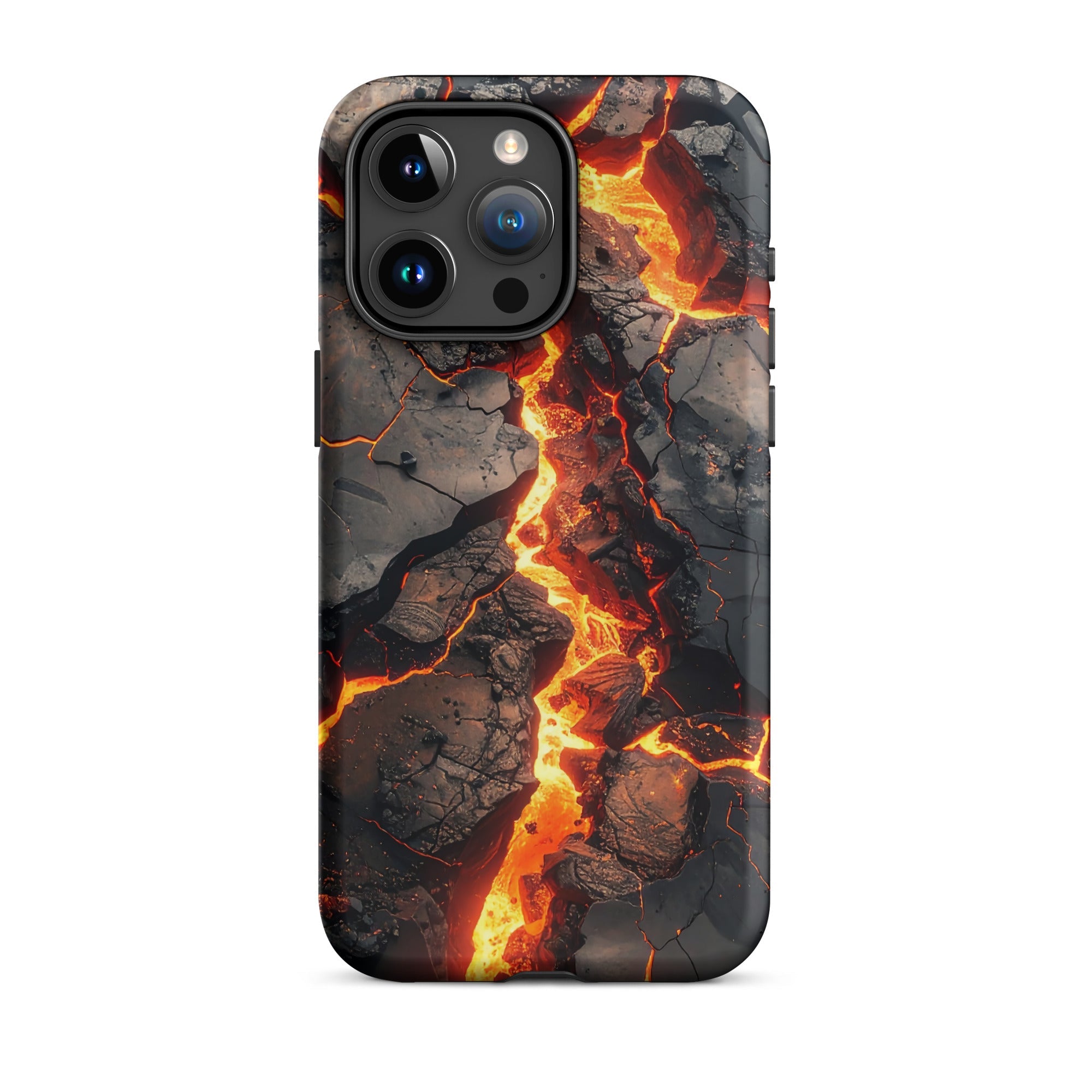 Carcasa resistente para iPhone – Falla fundida con diseño de roca volcánica - CeluMovil