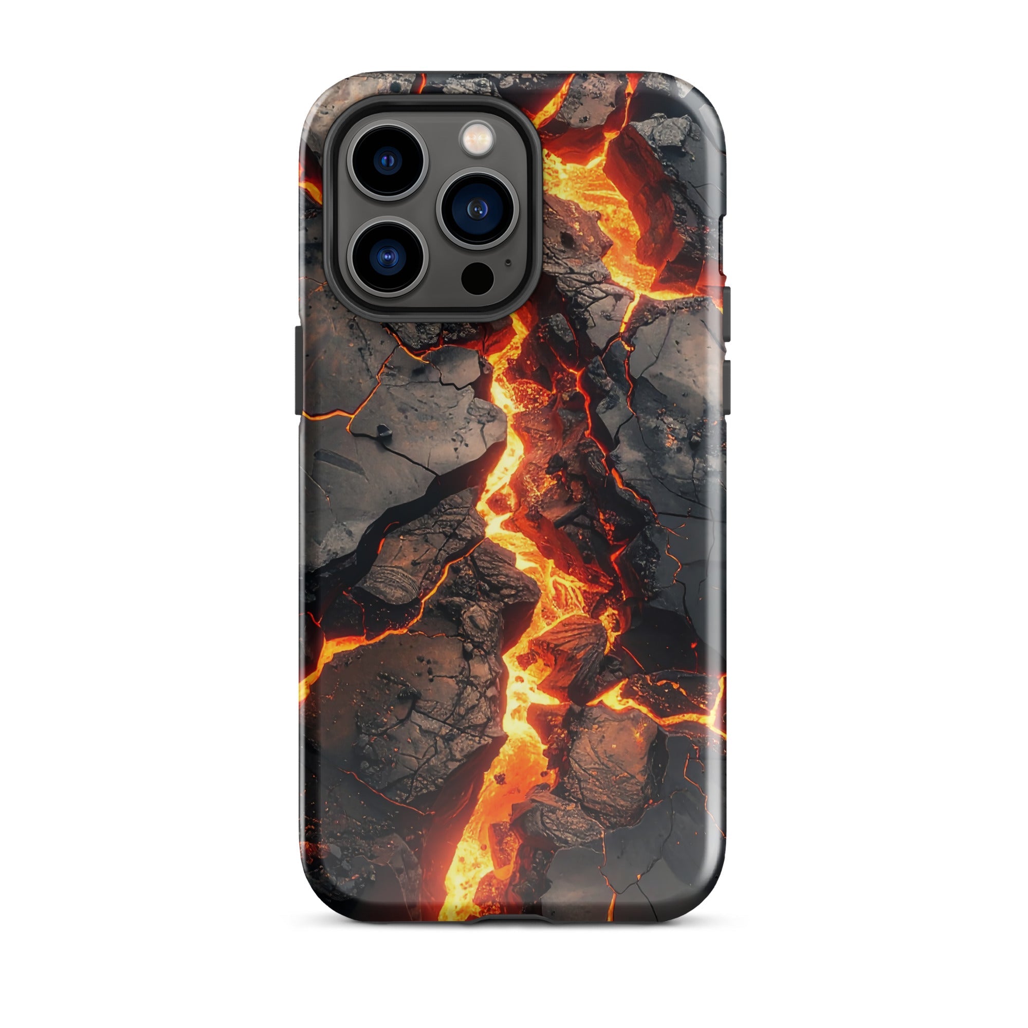 Carcasa resistente para iPhone – Falla fundida con diseño de roca volcánica - CeluMovil