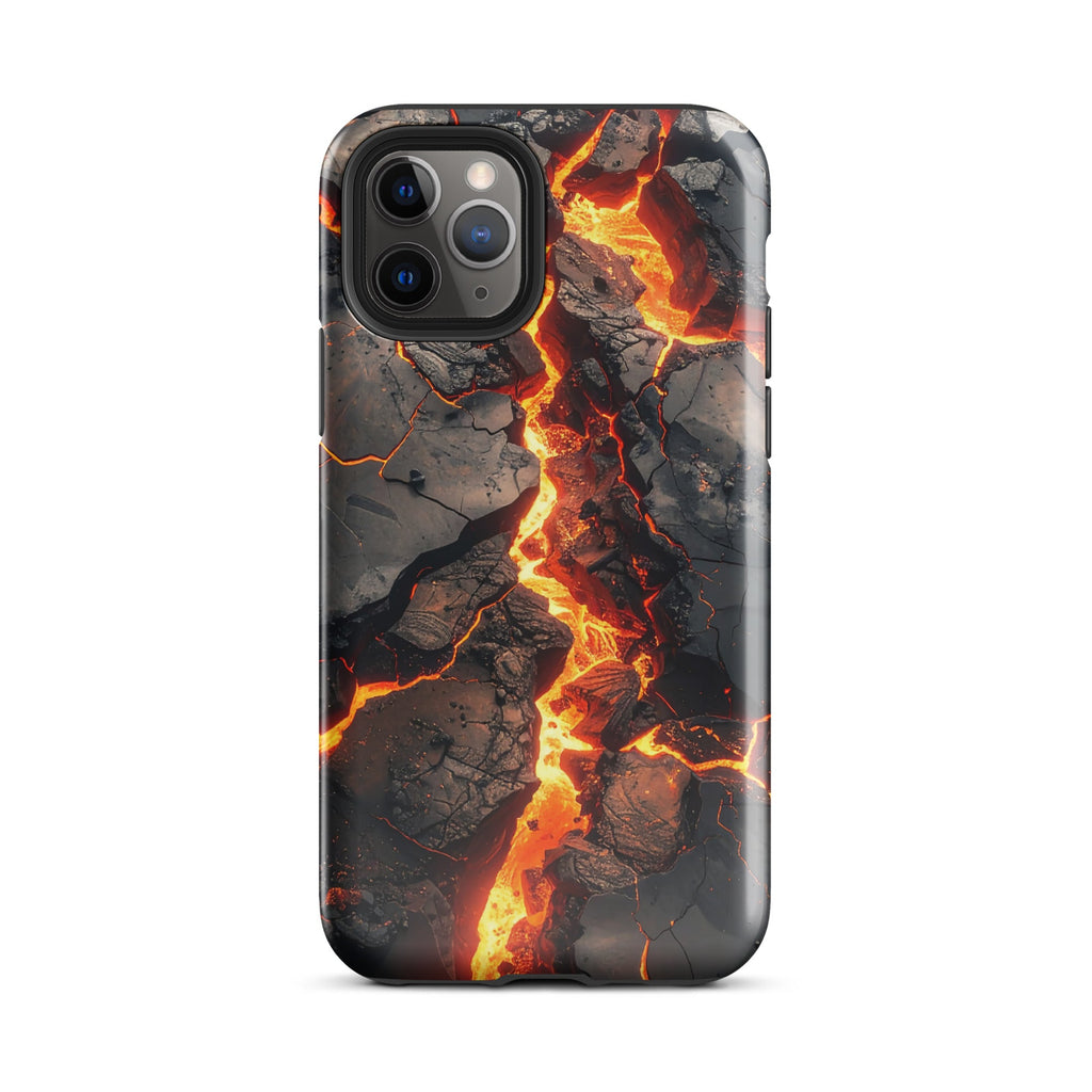 Carcasa resistente para iPhone – Falla fundida con diseño de roca volcánica - CeluMovil