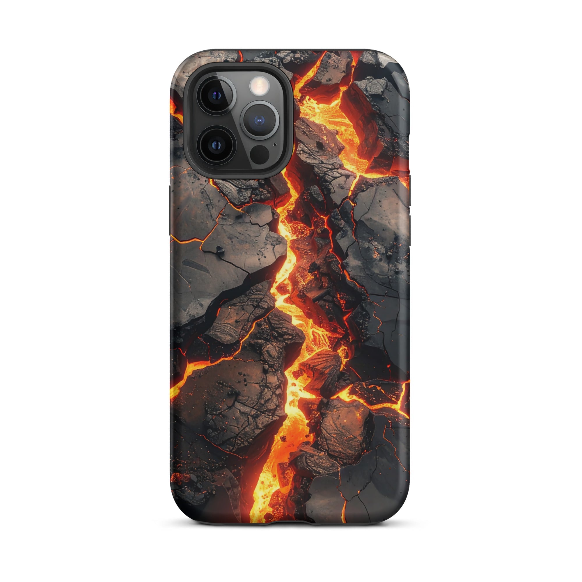 Carcasa resistente para iPhone – Falla fundida con diseño de roca volcánica - CeluMovil