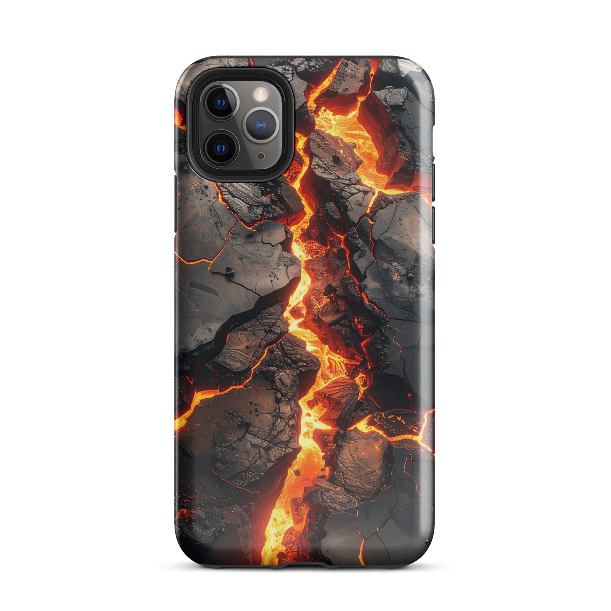 Carcasa resistente para iPhone – Falla fundida con diseño de roca volcánica - CeluMovil