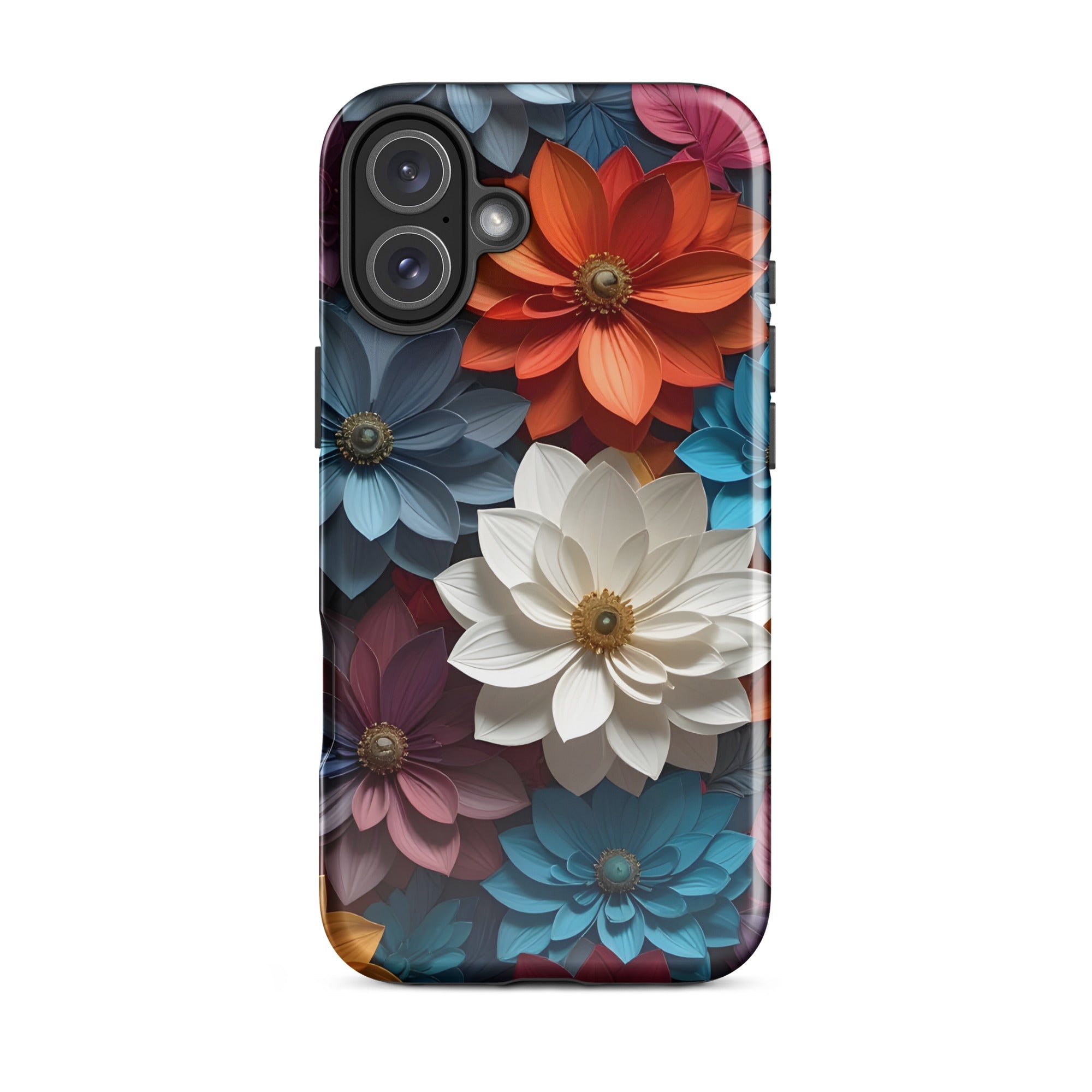 Carcasa resistente para iPhone – Flores de medianoche 3D - CeluMovil