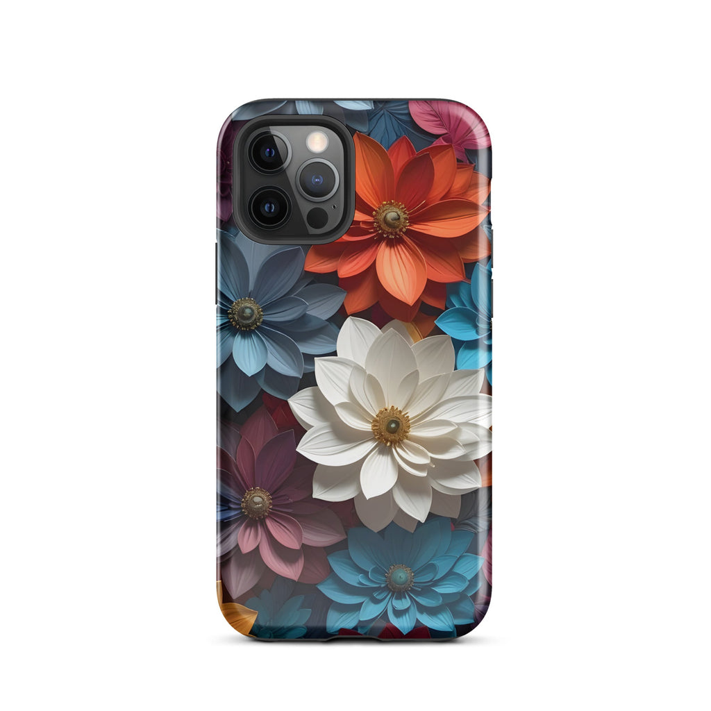 Carcasa resistente para iPhone – Flores de medianoche 3D - CeluMovil
