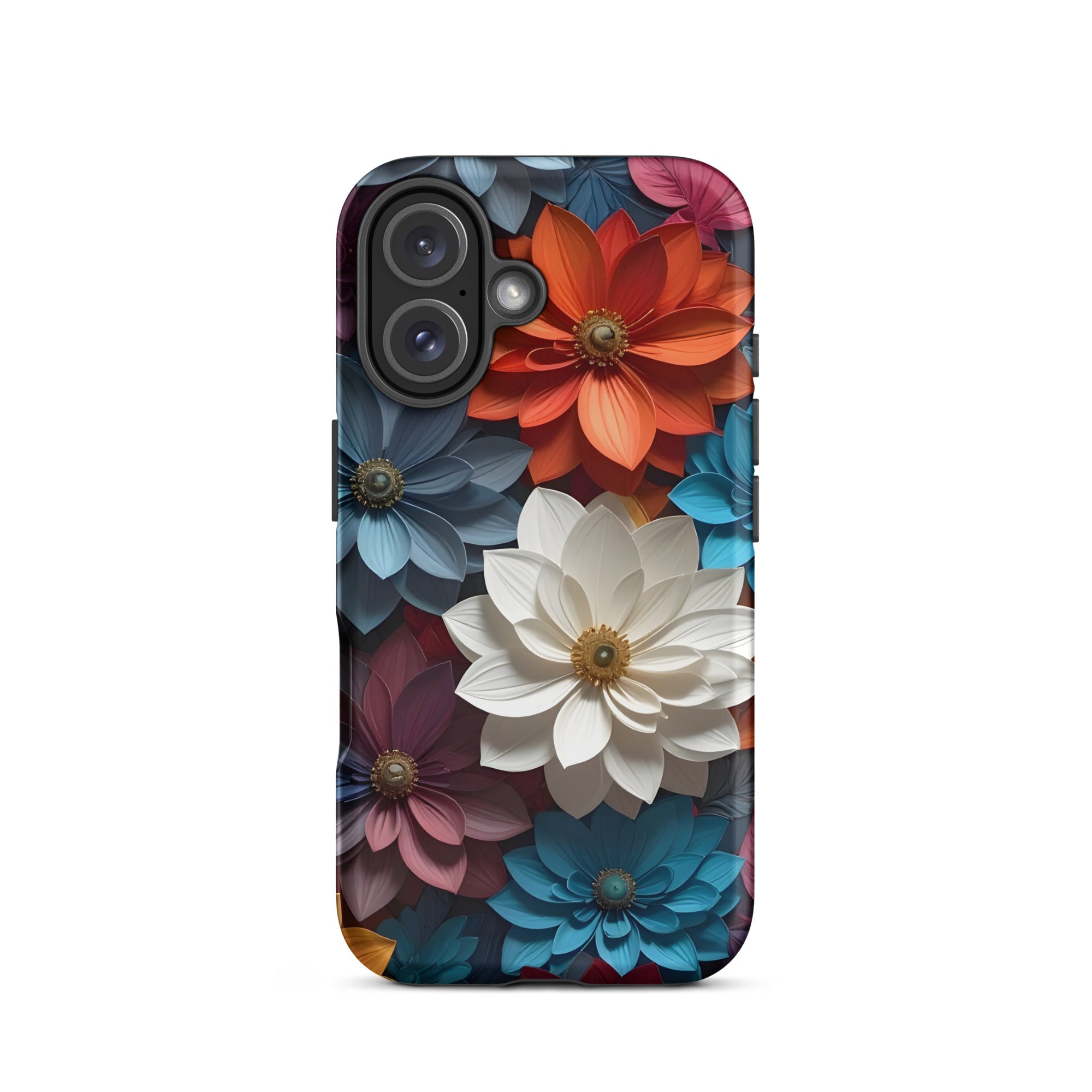 Carcasa resistente para iPhone – Flores de medianoche 3D - CeluMovil