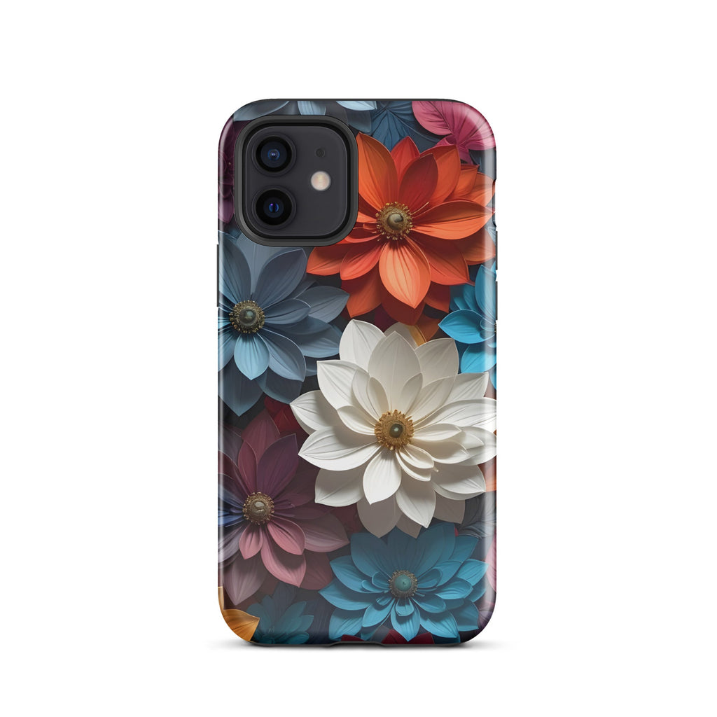 Carcasa resistente para iPhone – Flores de medianoche 3D - CeluMovil