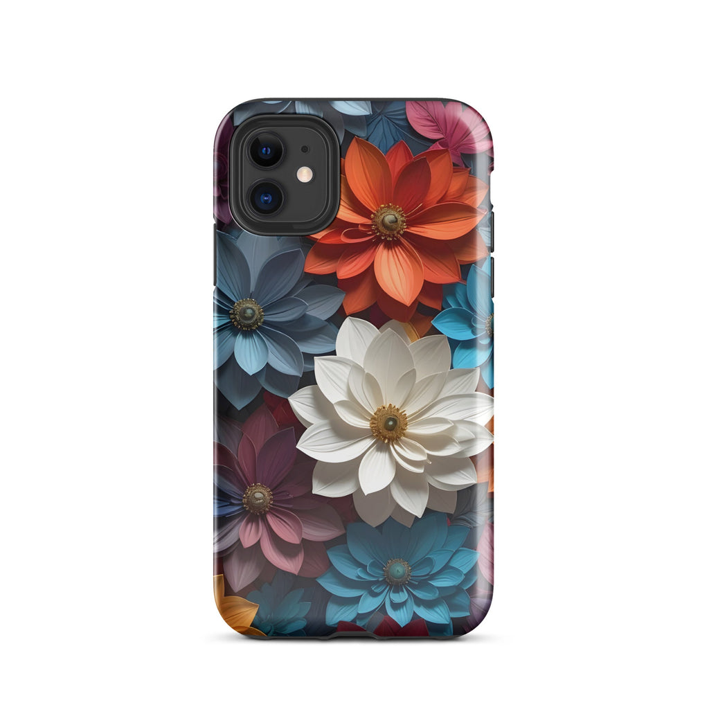 Carcasa resistente para iPhone – Flores de medianoche 3D - CeluMovil